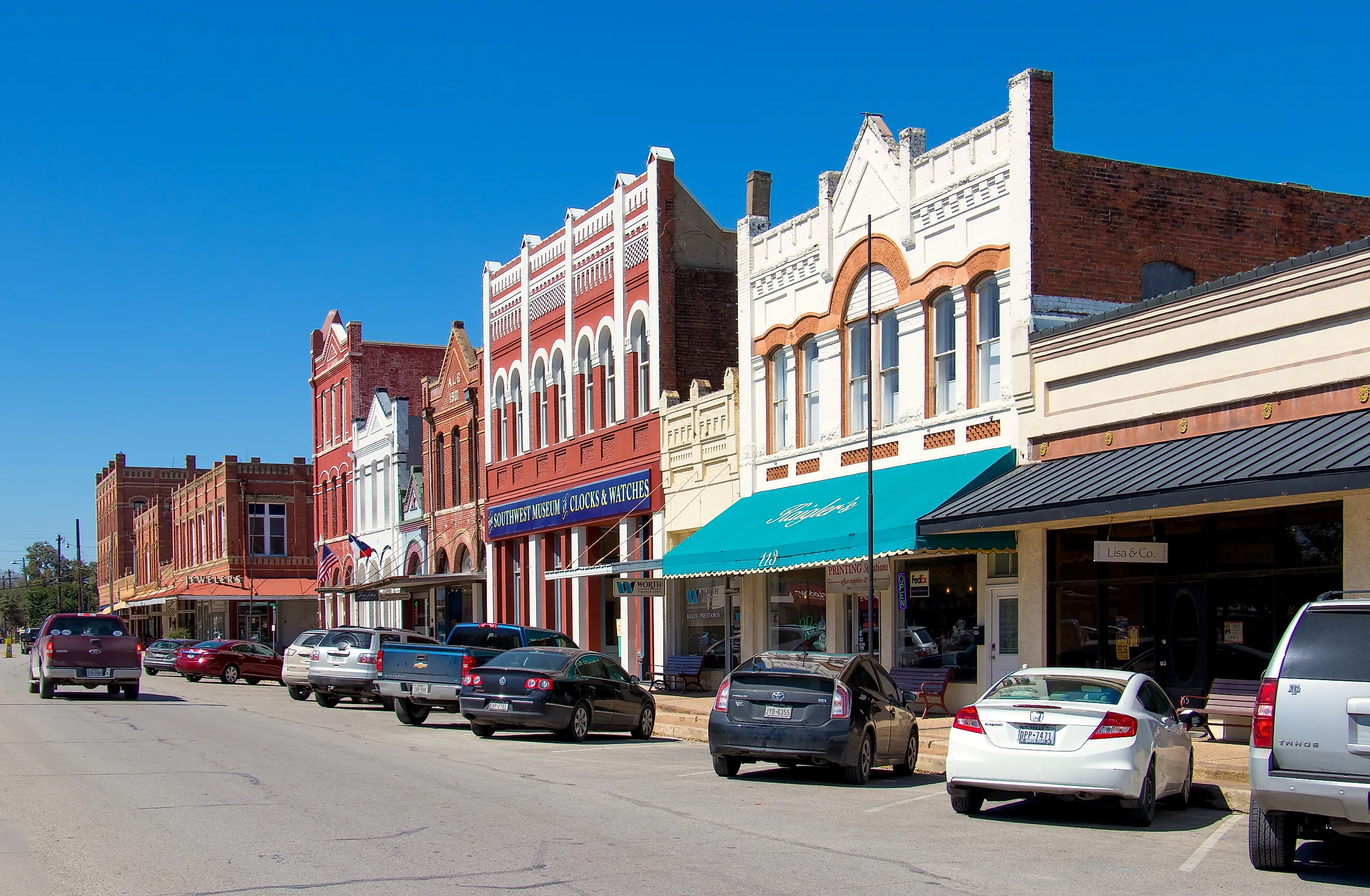 The charming Main Street of Lockhart, Texas.