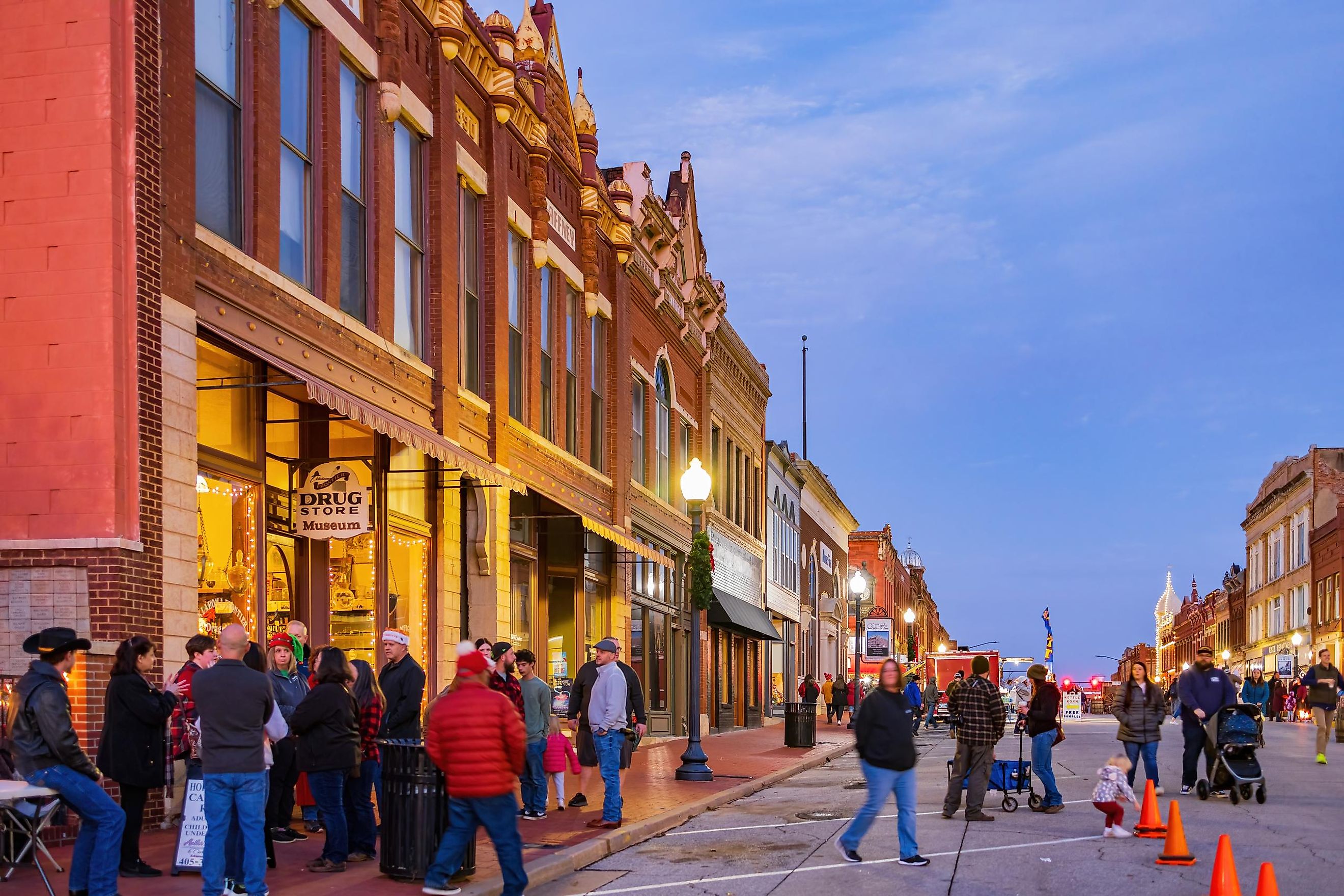 Night view of the famous Guthrie Victorian Walk in Oklahoma. Editorial credit: Kit Leong / Shutterstock.com
