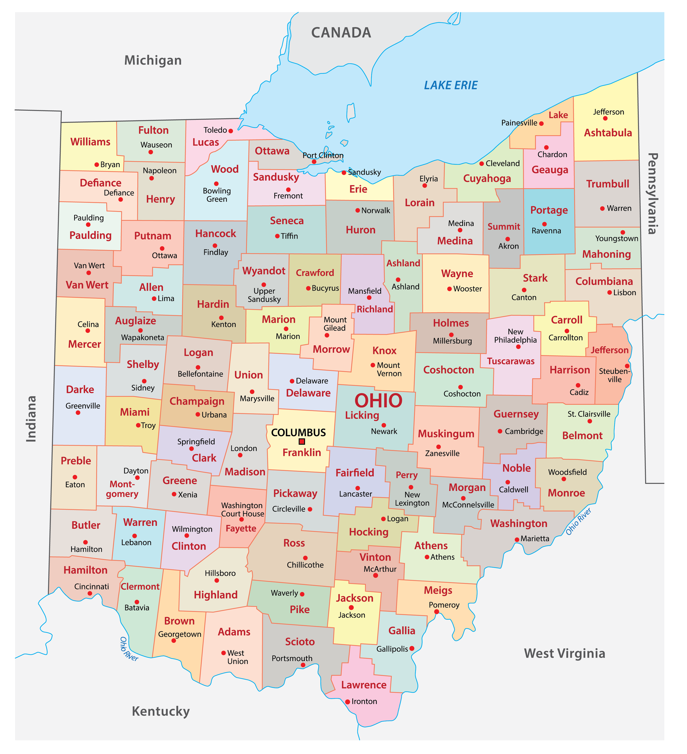 Detailed Map Of Ohio Cities