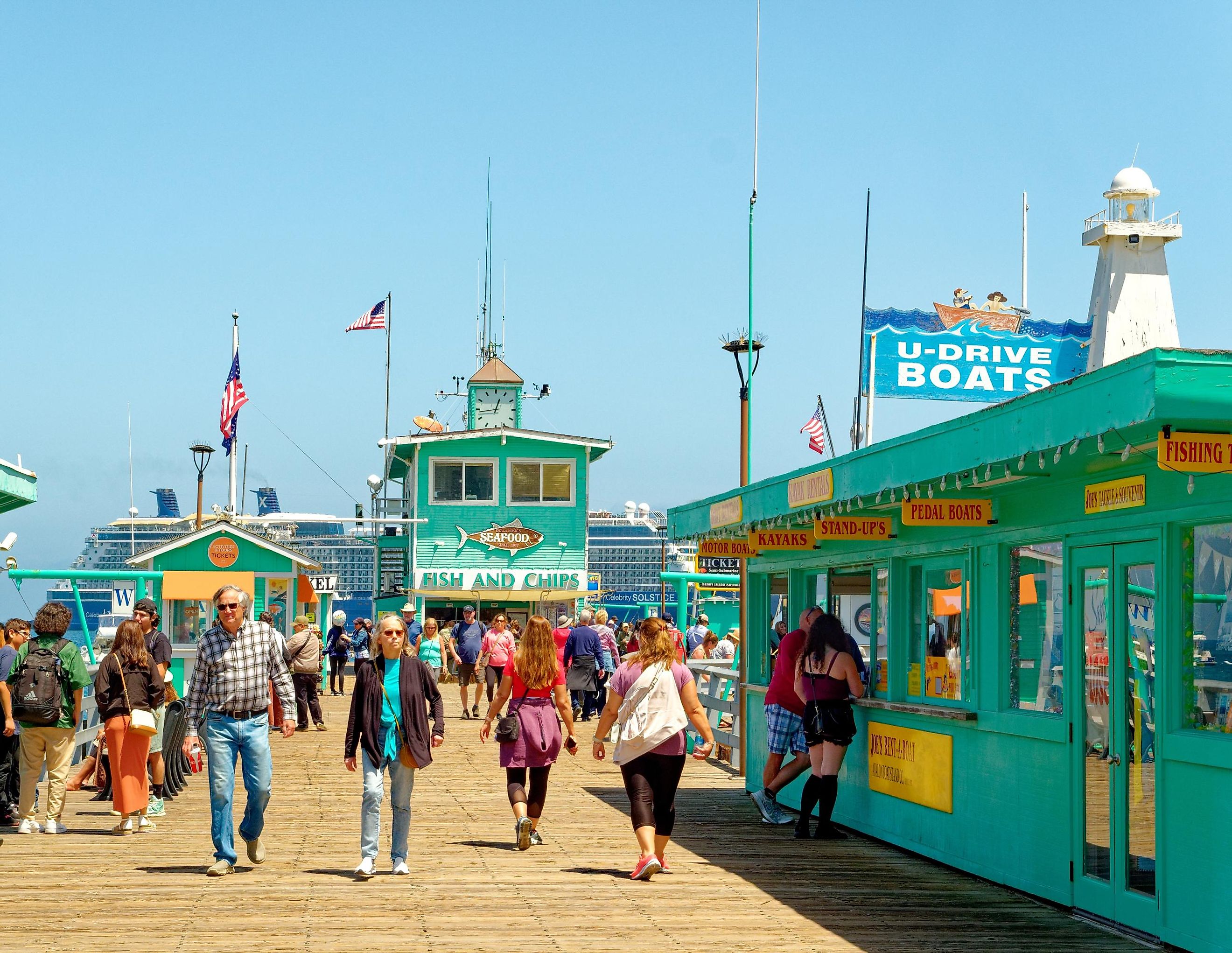 AVALON, CALIFORNIA - November 17, 2019: Avalon is a resort community with the waterfront dominated by tourism-oriented businesses on Santa Catalina Island, in the Channel Islands, off Los Angeles.