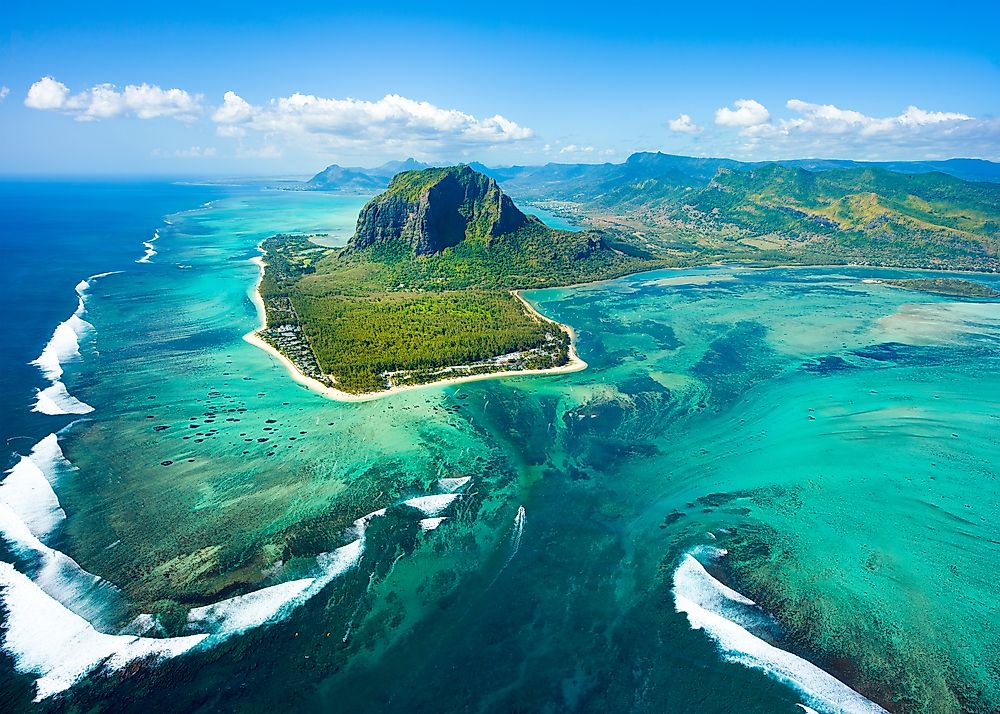 An aerial view of Mauritius.