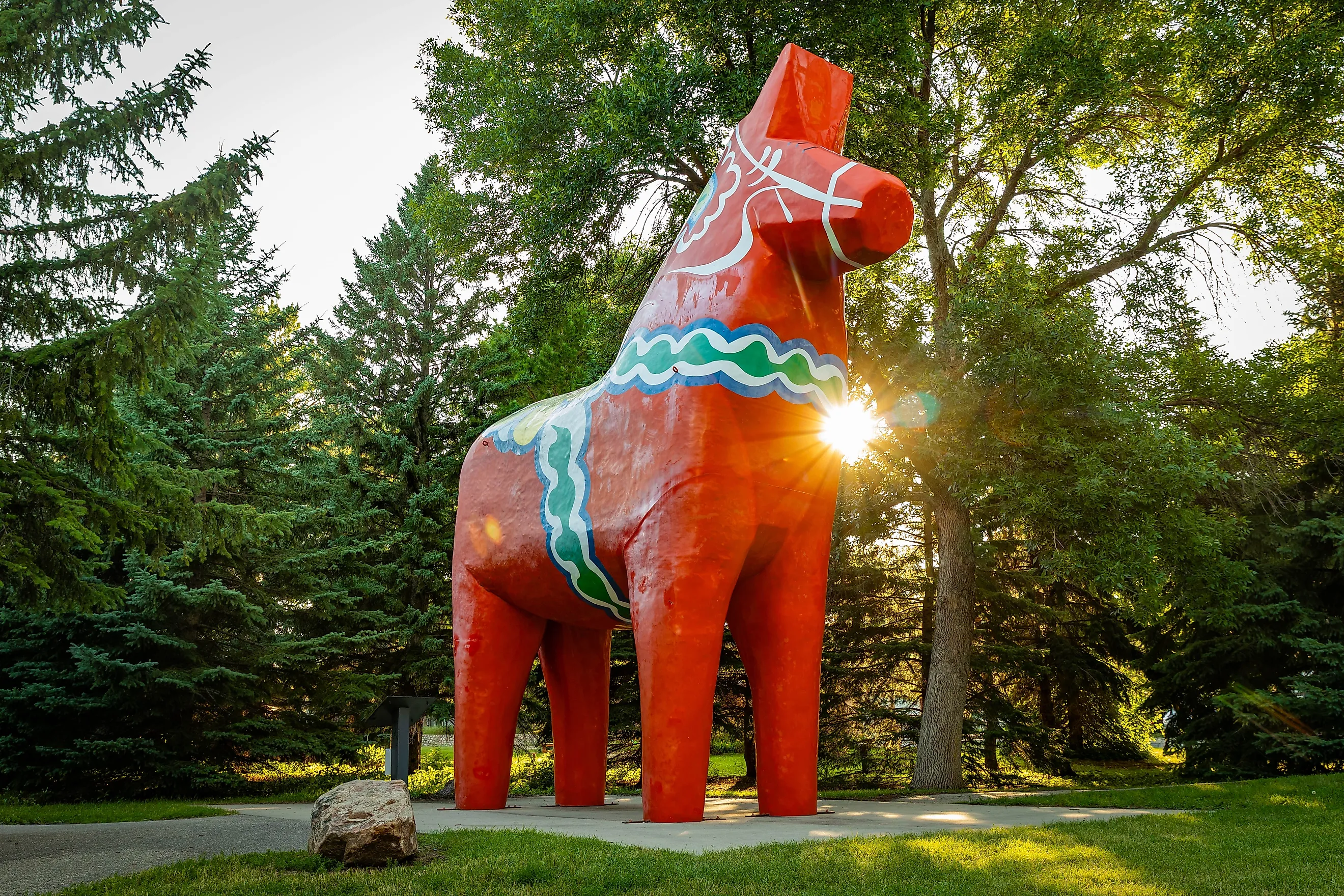 Dala horse at the Scandinavian Heritage Park in Minot, North Dakota. (Editorial credit: Photo Spirit / Shutterstock.com)