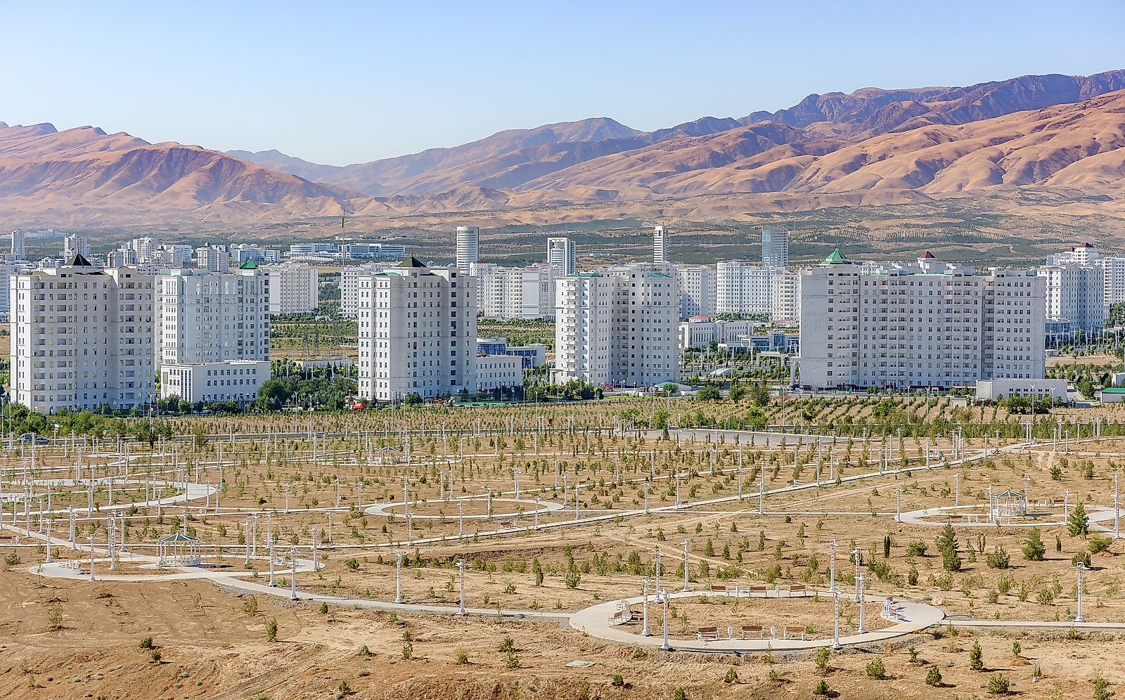 Many buildings in Ashgabat are reminiscent of old Soviet blocks, except made of marble.