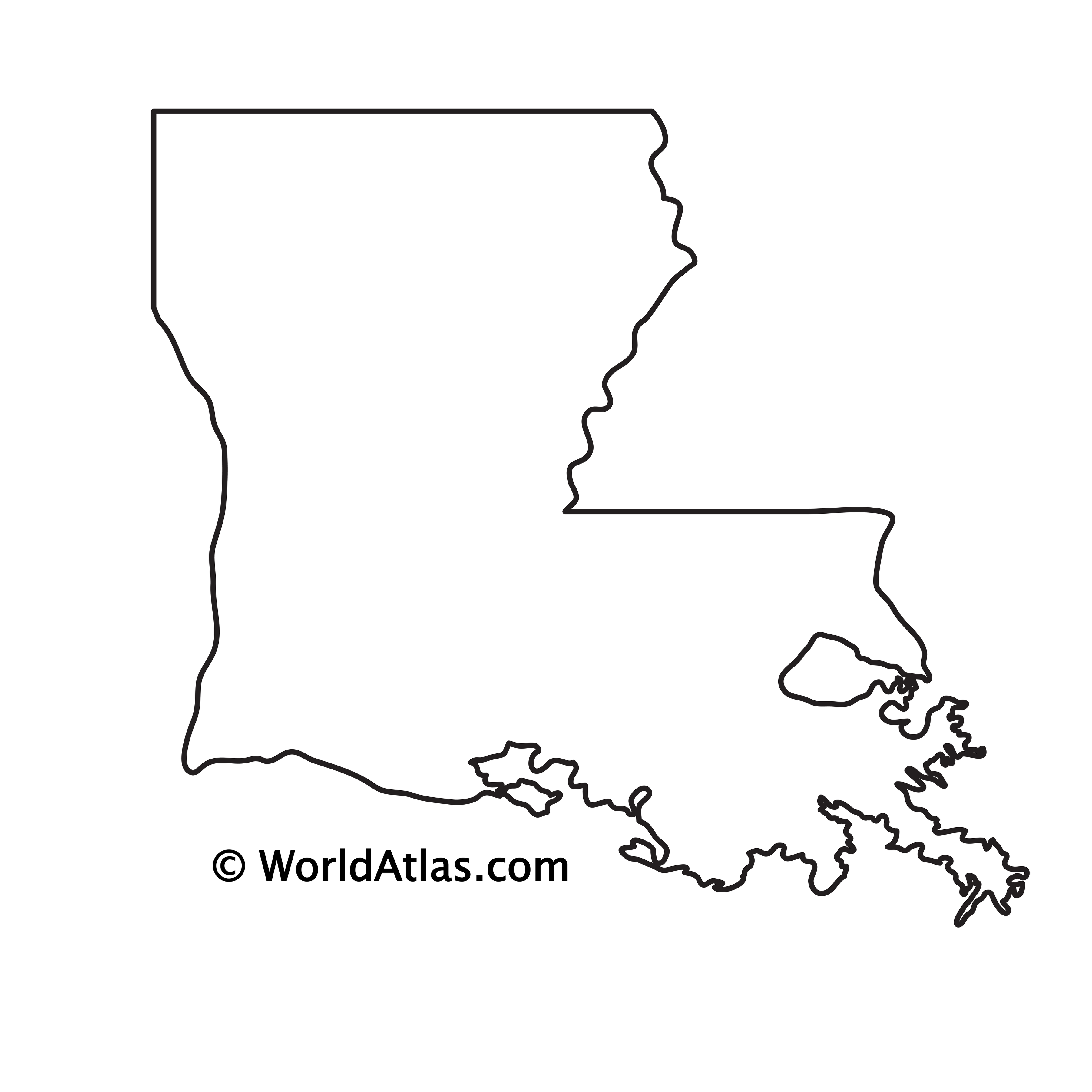 World Maps Outline-louisiana map square black white clipart