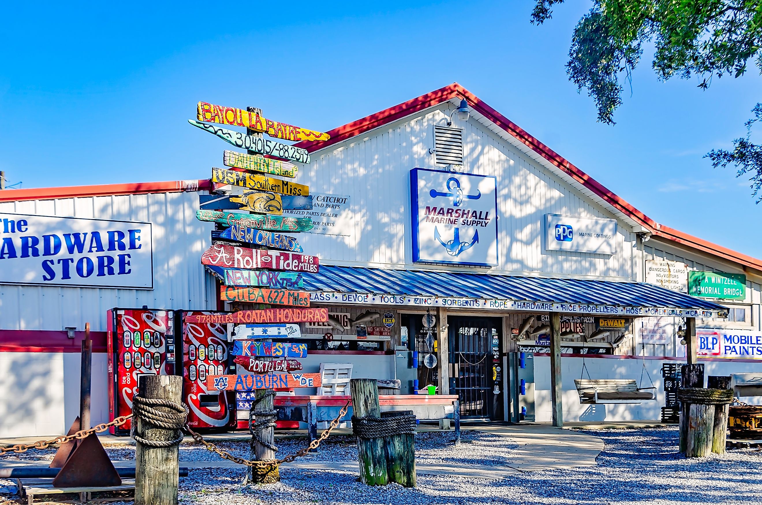 Marshall Marine Supply in Bayou La Batre, Alabama. Editorial credit: Carmen K. Sisson / Shutterstock.com.