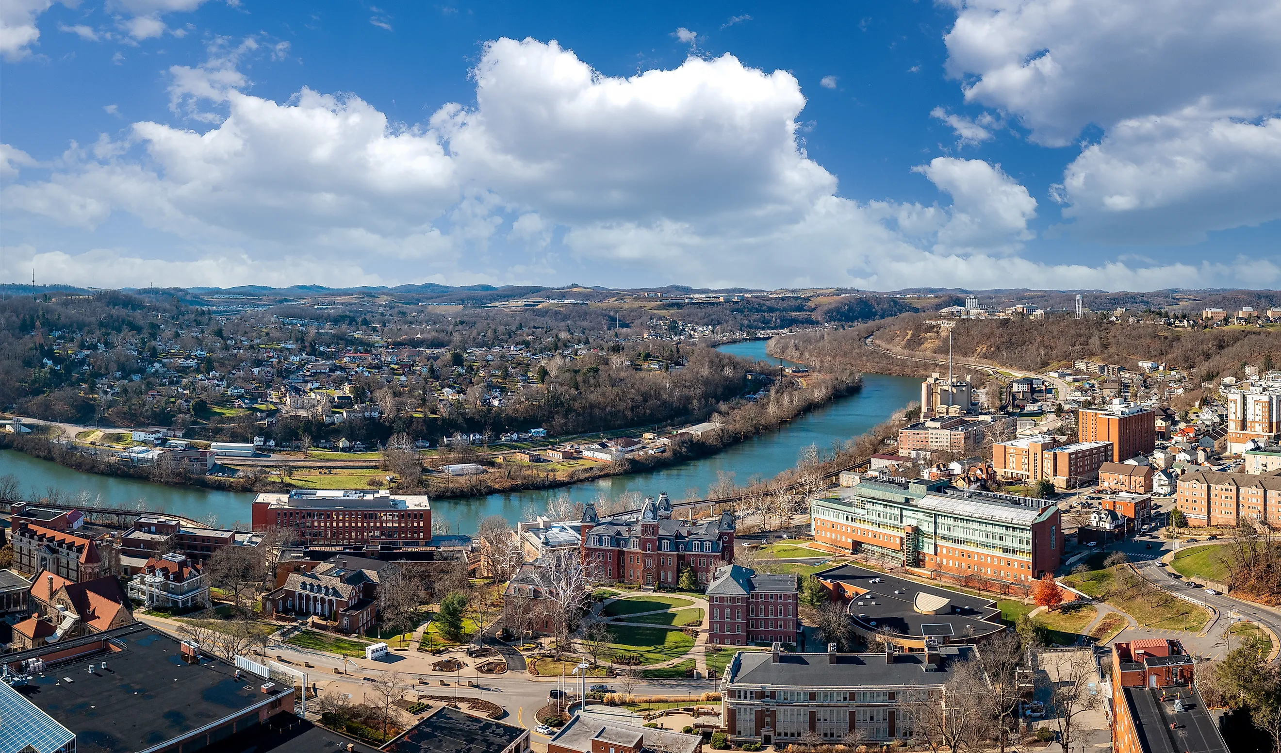 Aerial view of Morgantown, West Virginia.