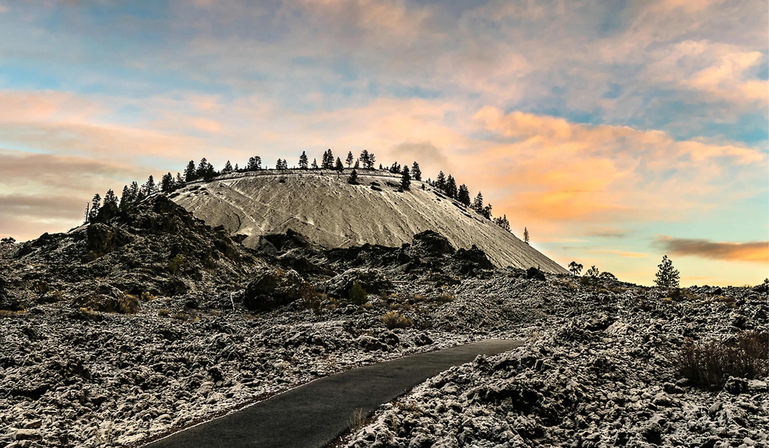Lava Butte, the cinder cone whose eruption produced the flow that engulfed the forest now known as Lava Cast Forest.