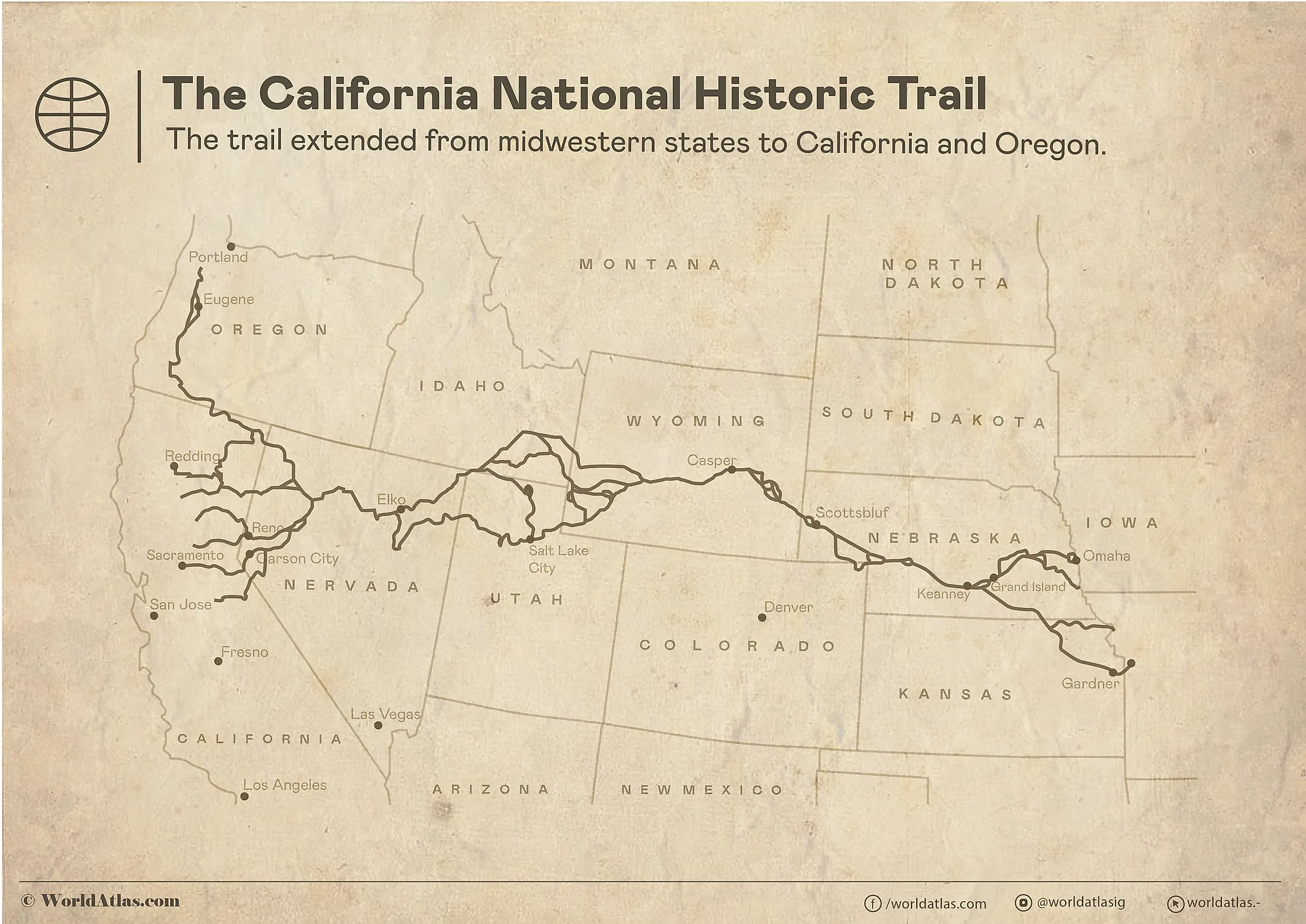 map of the California trail