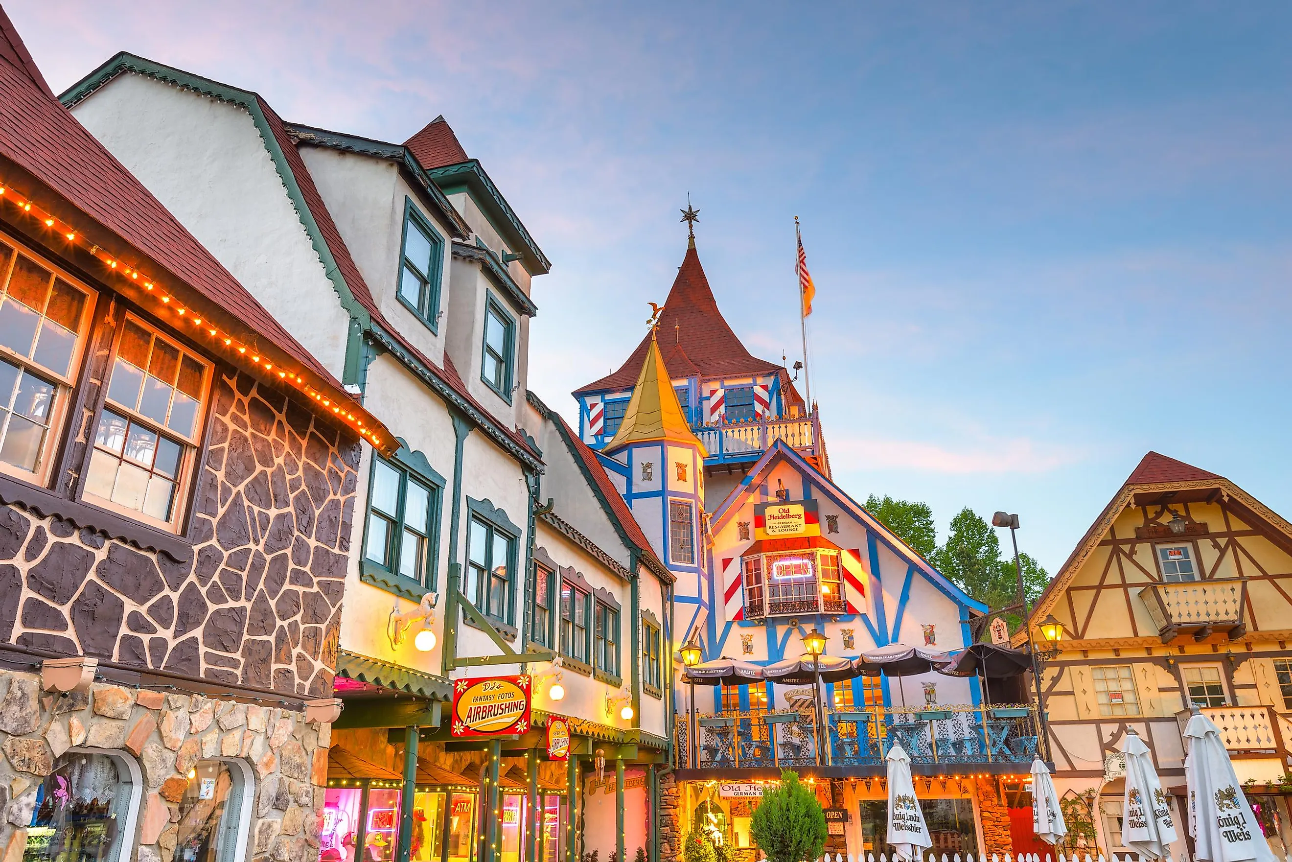 The Town Square with German Architecture in Helen, Georgia 