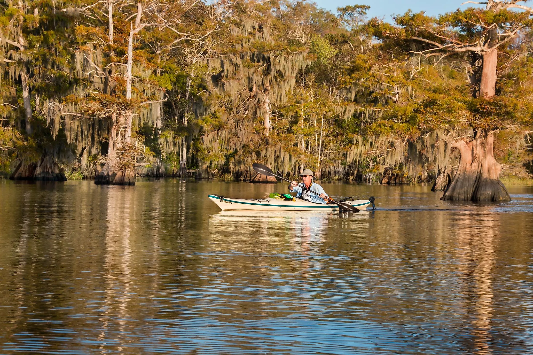 Kayaking on Blue Cypress Lake near Vero Beach and Yeehaw Junction, Florida. Editorial credit: Robert H Ellis / Shutterstock.com