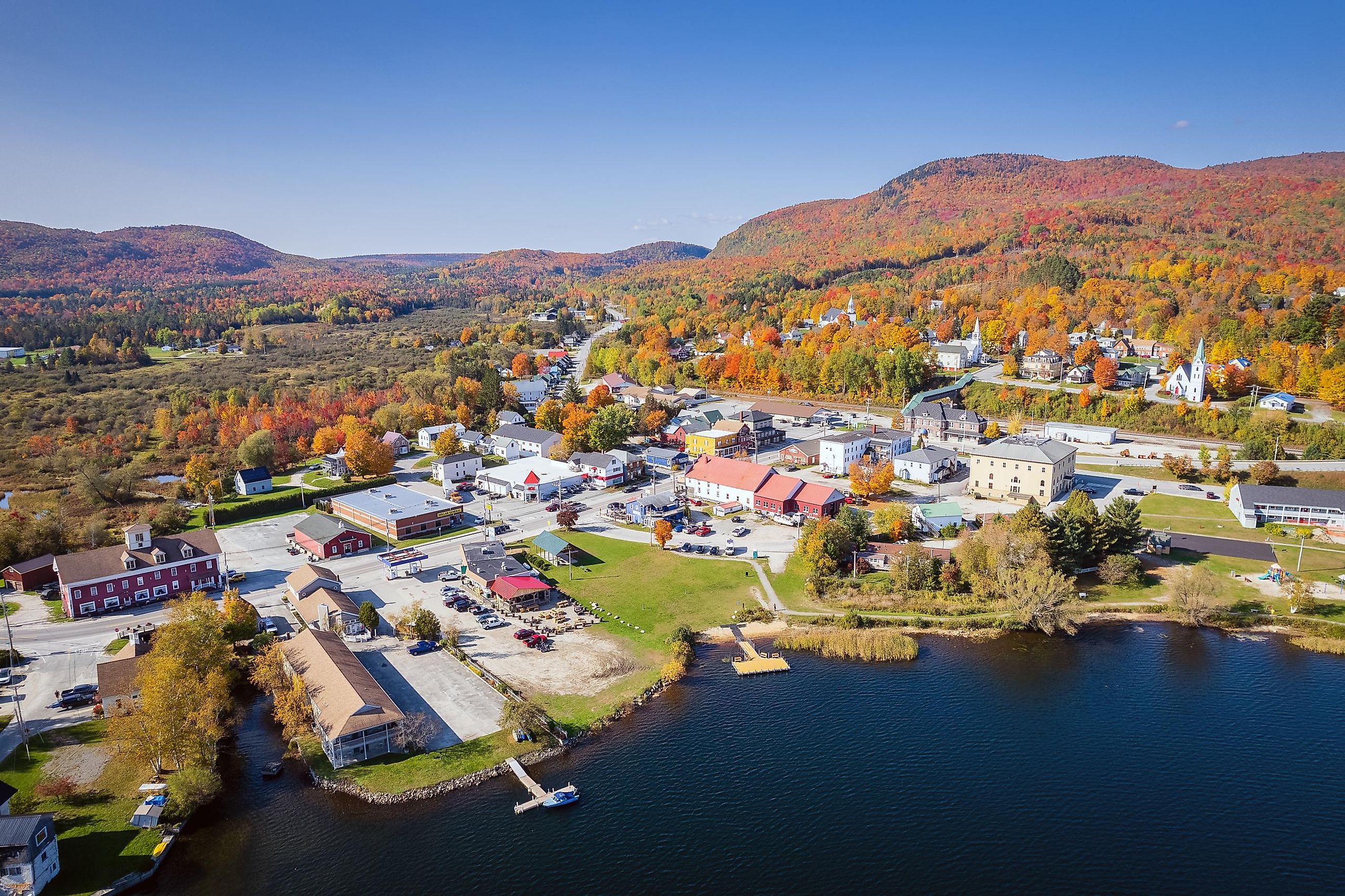 aerial view of stowe, vermont