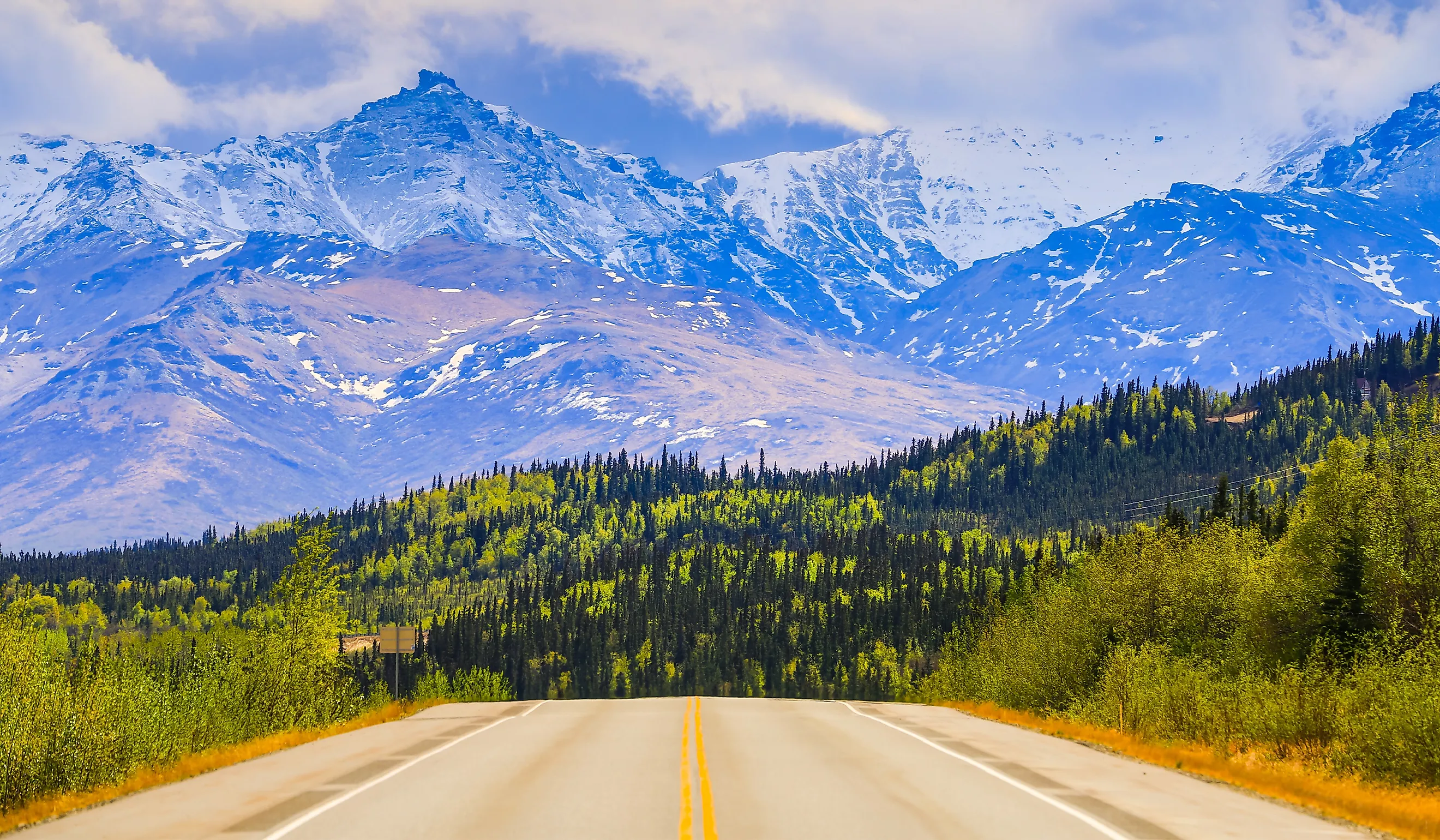 Driving the George Parks Highway near Denali National Park and Preserve in Alaska. 