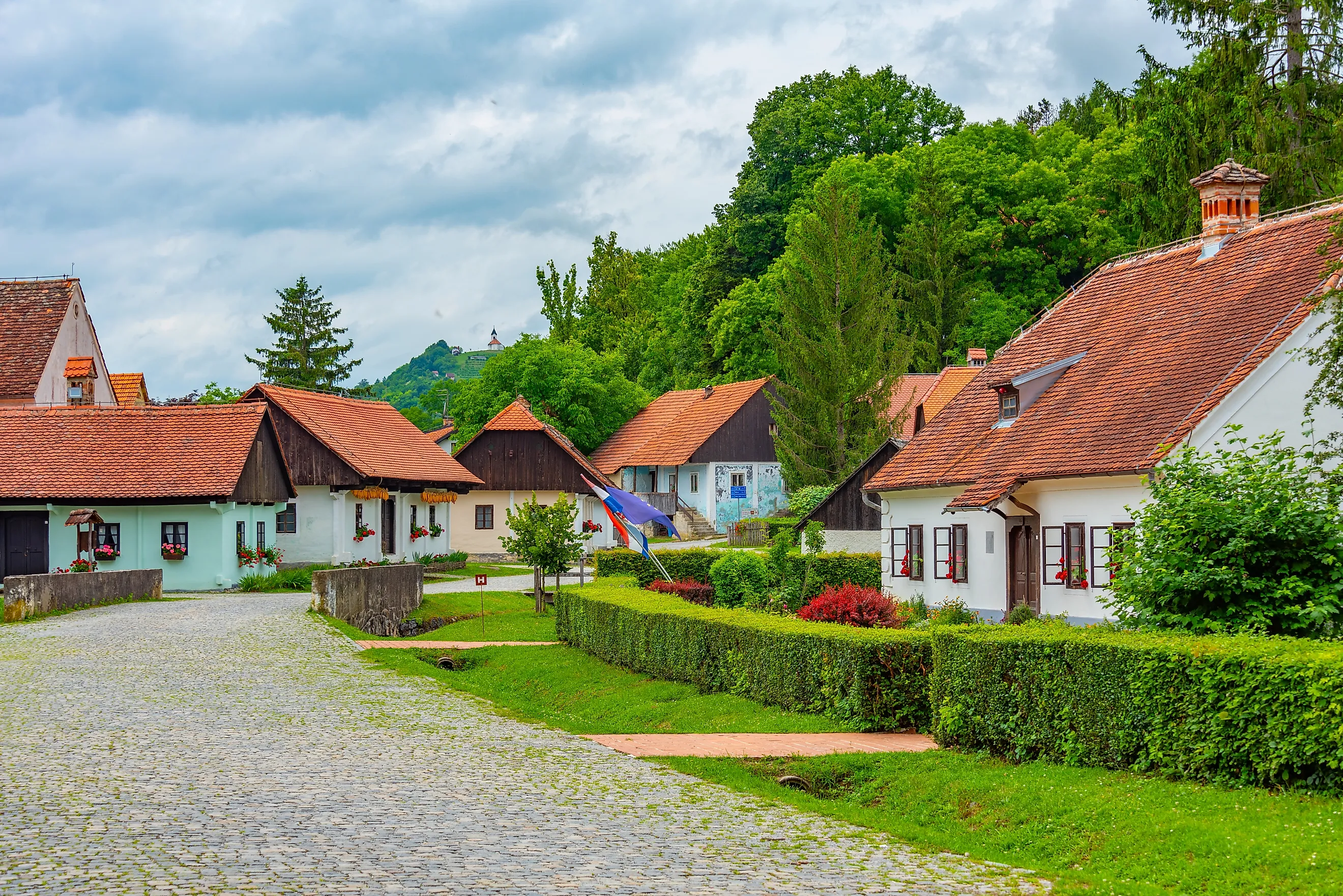 Historical houses in Croatian ethno village Kumrovec. 