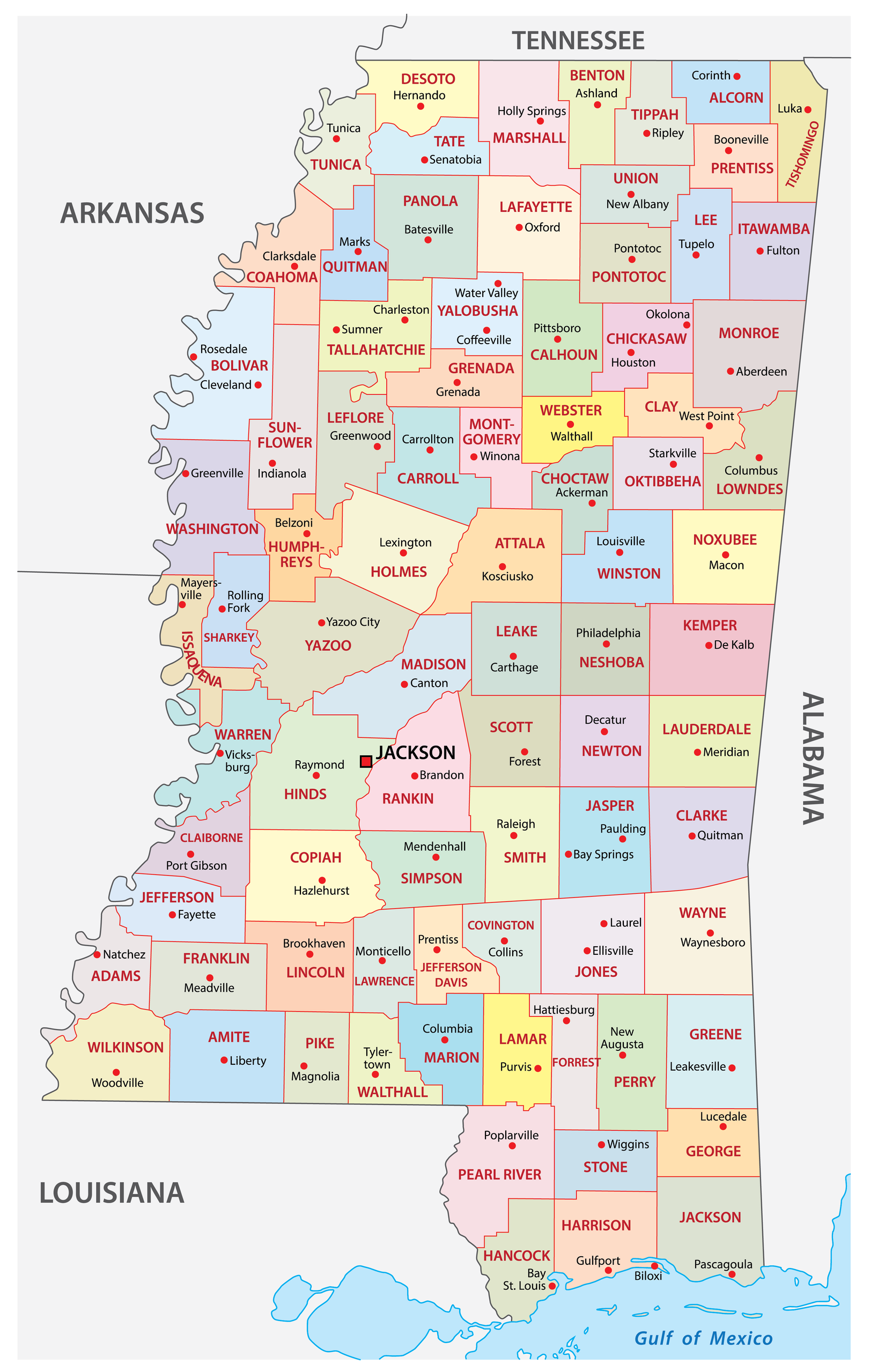 Printable Mississippi County Map