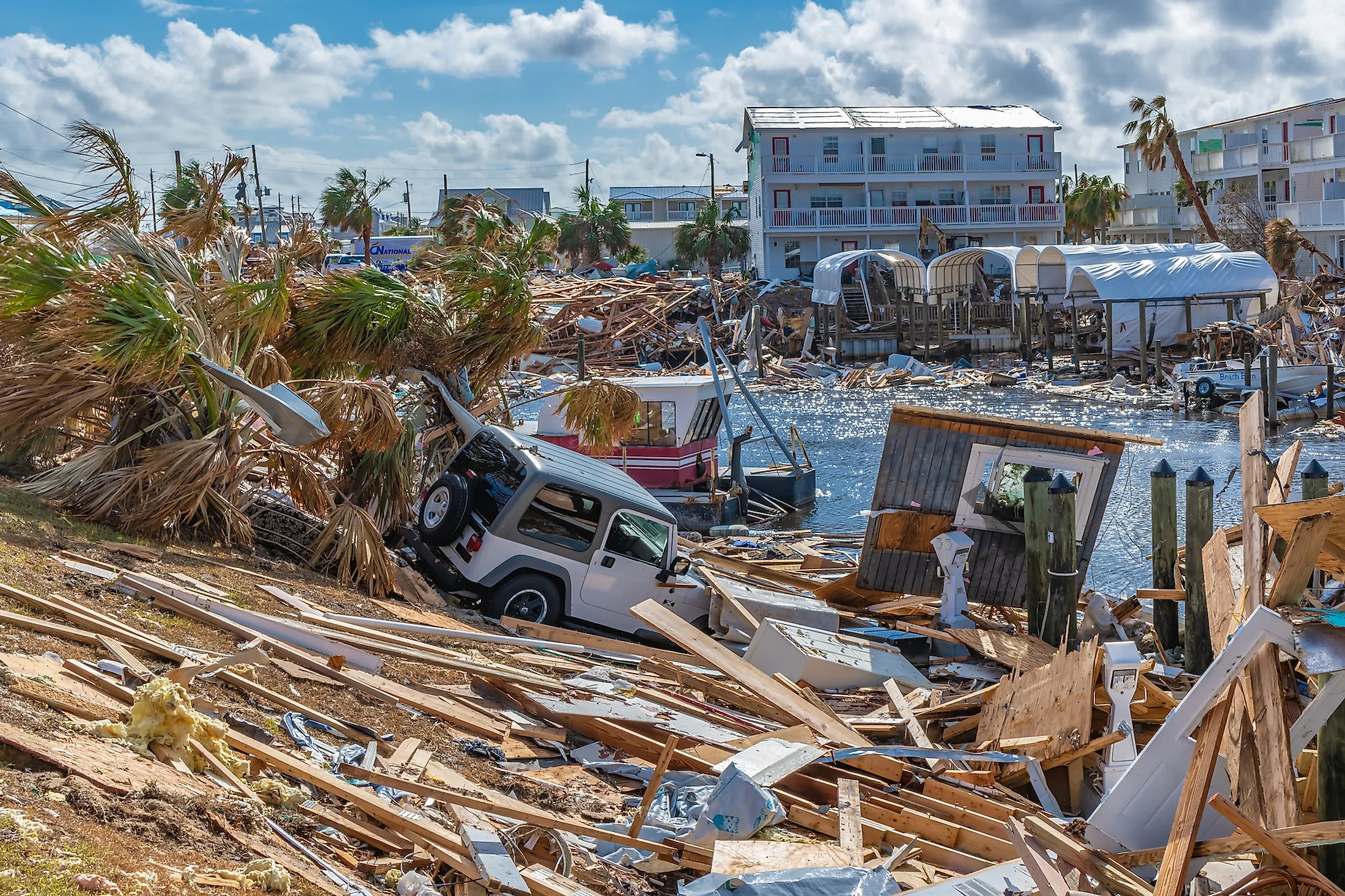 Mexico Beach, Florida, United States October 26, 2018. 16 days after Hurricane Michael. Canal Park. Editorial credit: Terry Kelly / Shutterstock.com
