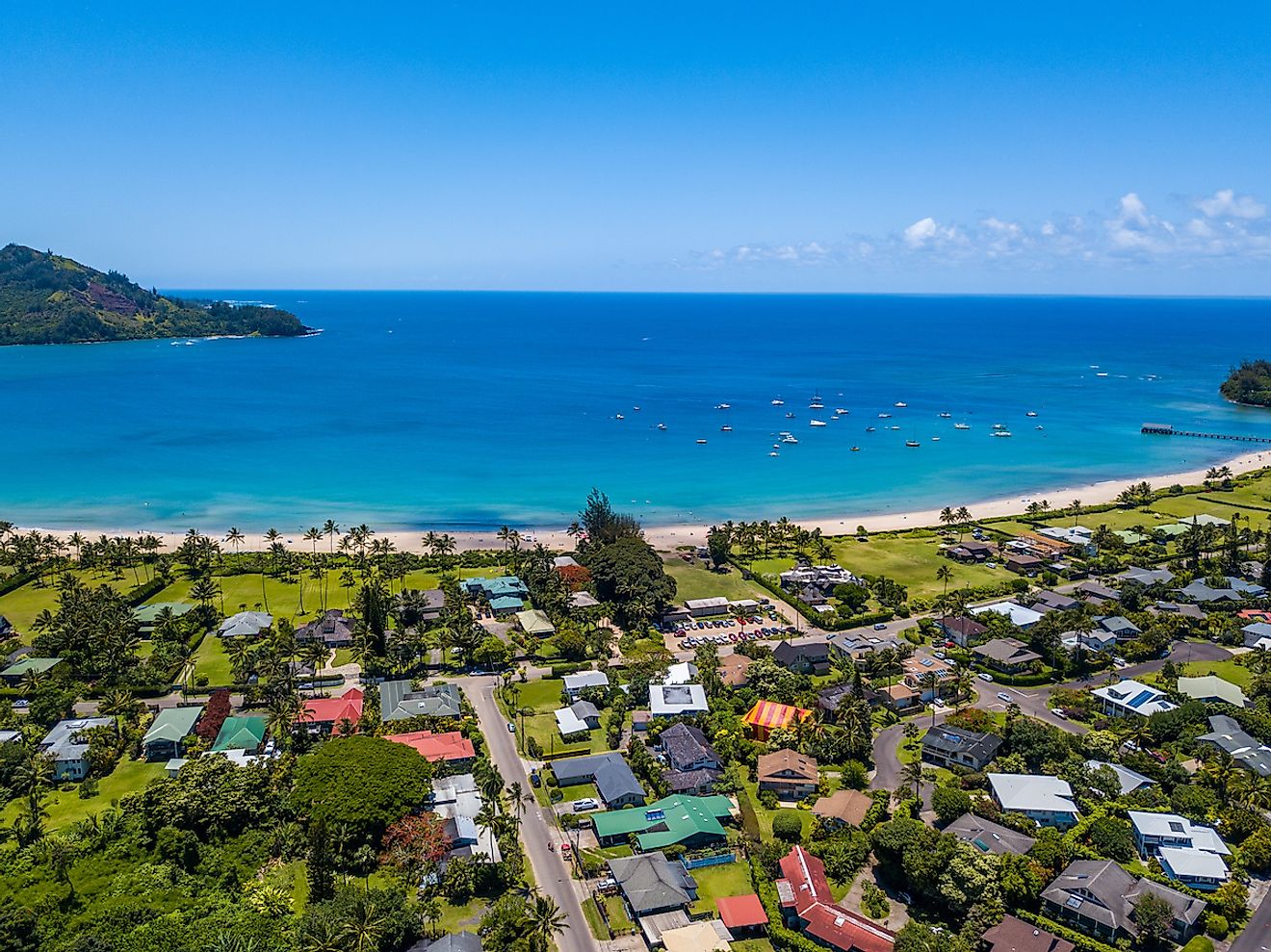 The beautiful beach town of Hanalei, Hawaii.