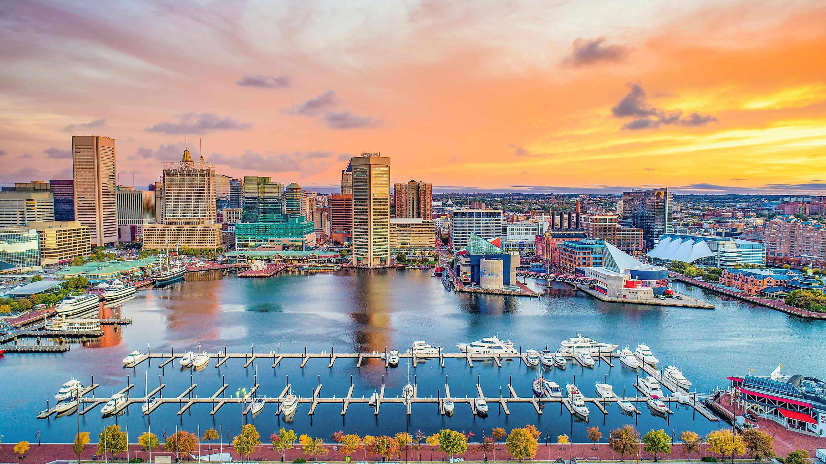 Aerial view of Baltimore, Maryland.