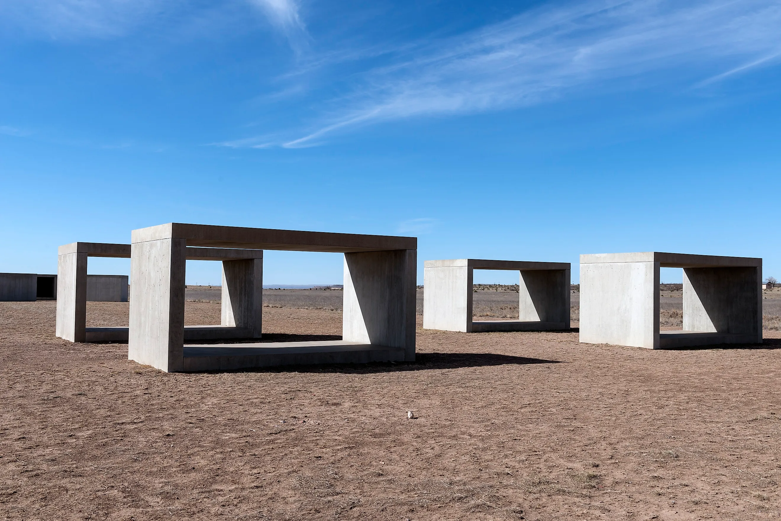 "Judd's Cubes" by artist Donald Judd in Marfa, Texas.