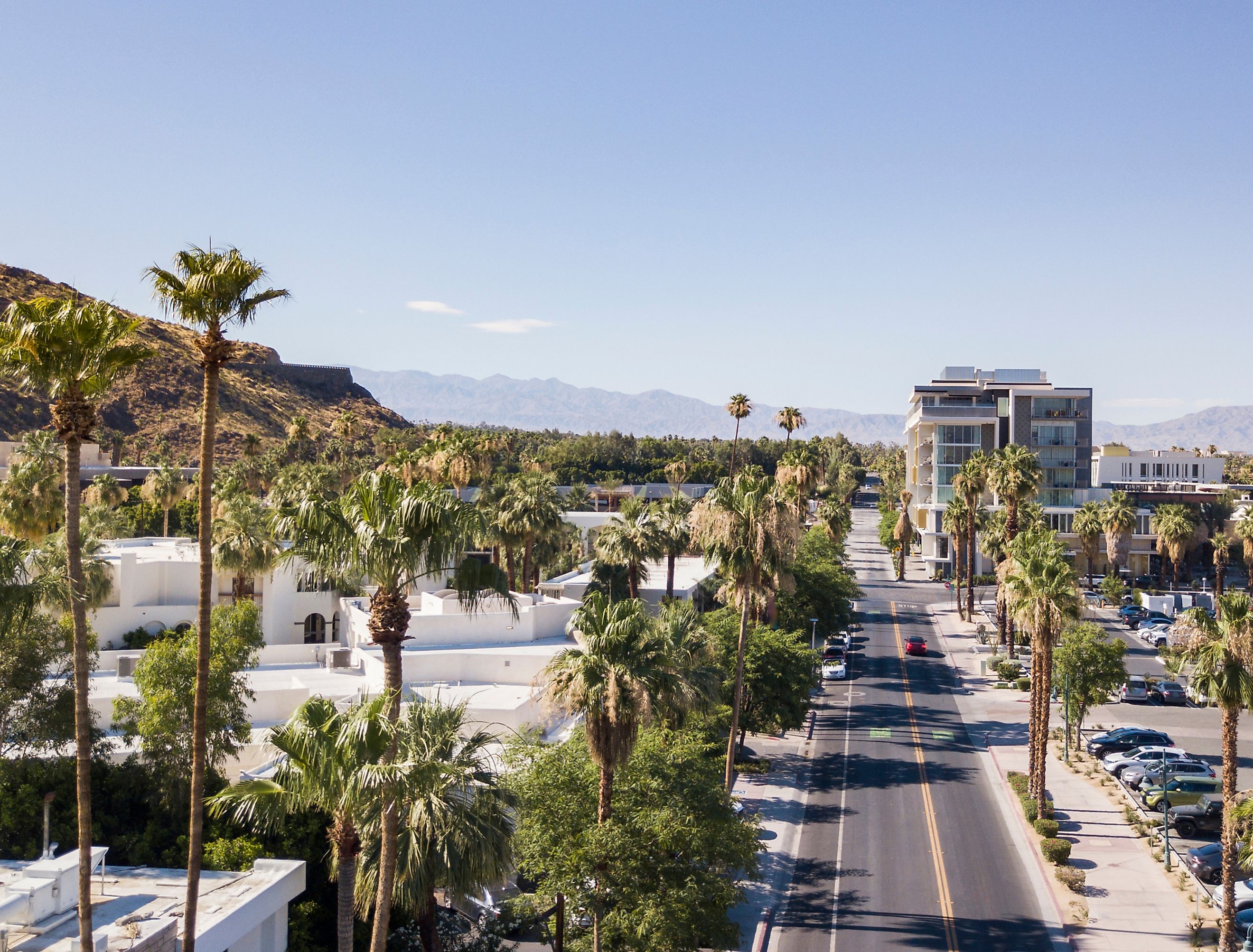 Aerial view of downtown Palm Springs, California.
