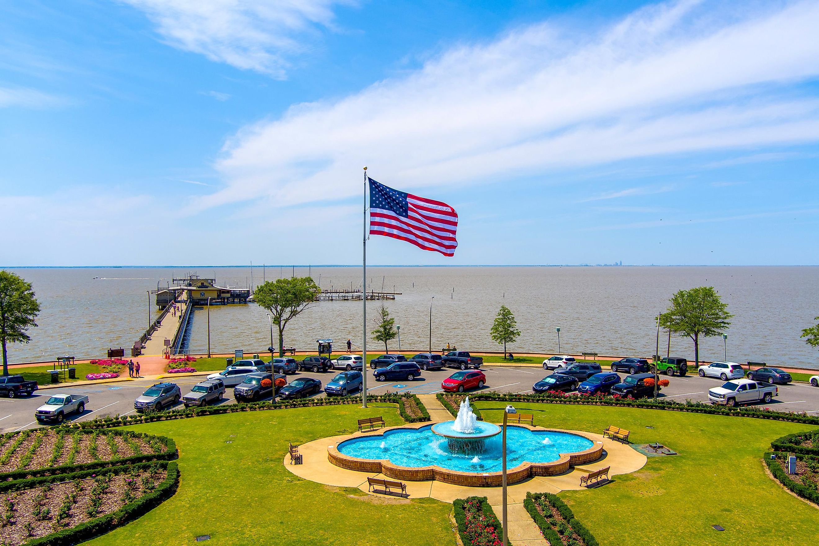 Aerial view of Fairhope, Alabama.