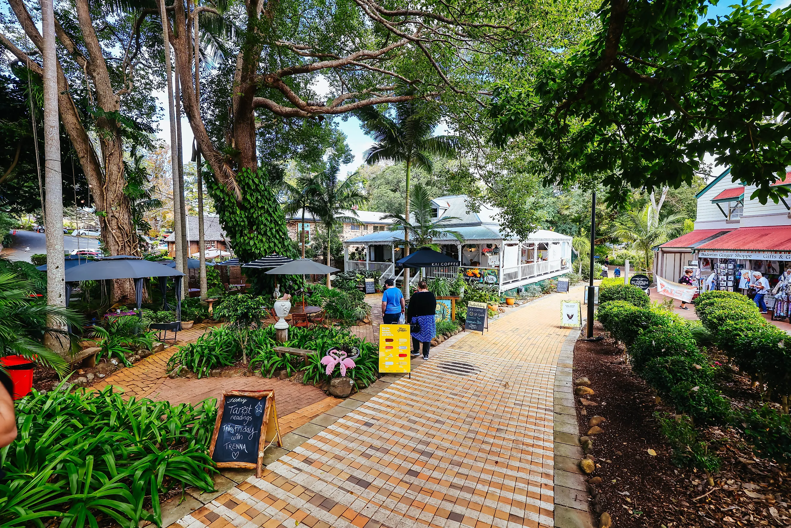 The quaint popular town of Montville on a sunny winter's day in the Glasshouse Mountains near Sunshine Coast in Queensland, Australia