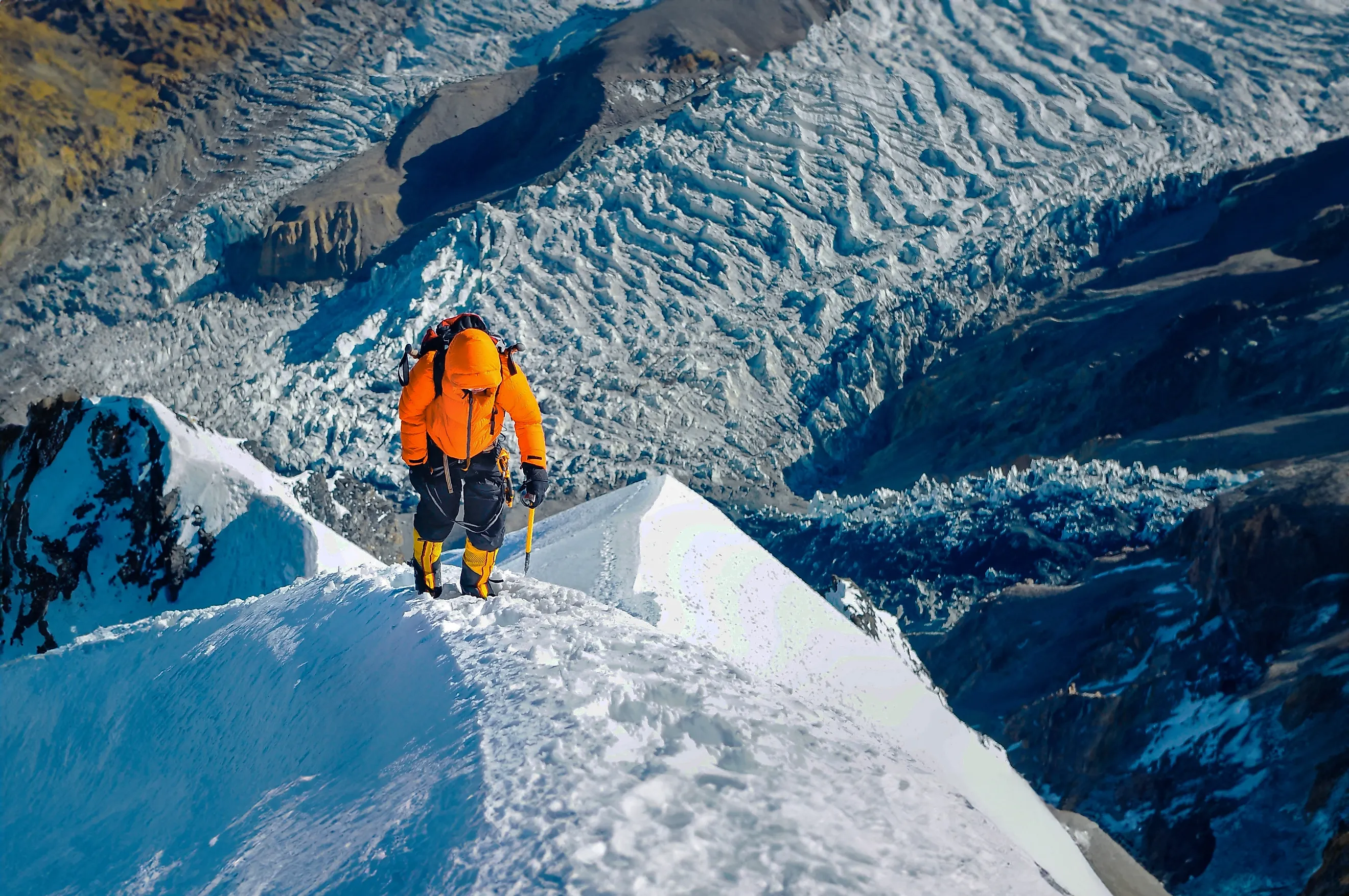 Climbers climb to the top of Mount Everest in Nepal