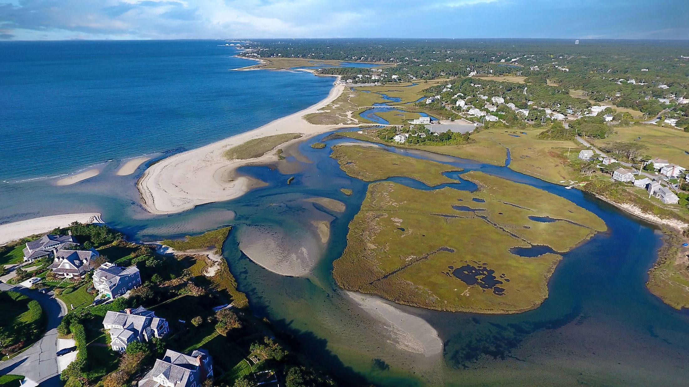 Aerial view of Chatham, Cape Cod in New England.