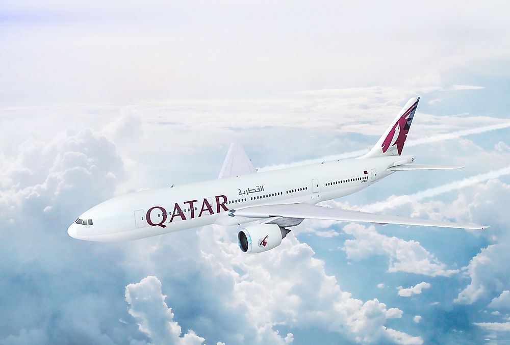 A view of the Qatar Airways Boeing 777 that completes one of the world's longest commercial flights. Editorial credit: NextNewMedia / Shutterstock.com.
