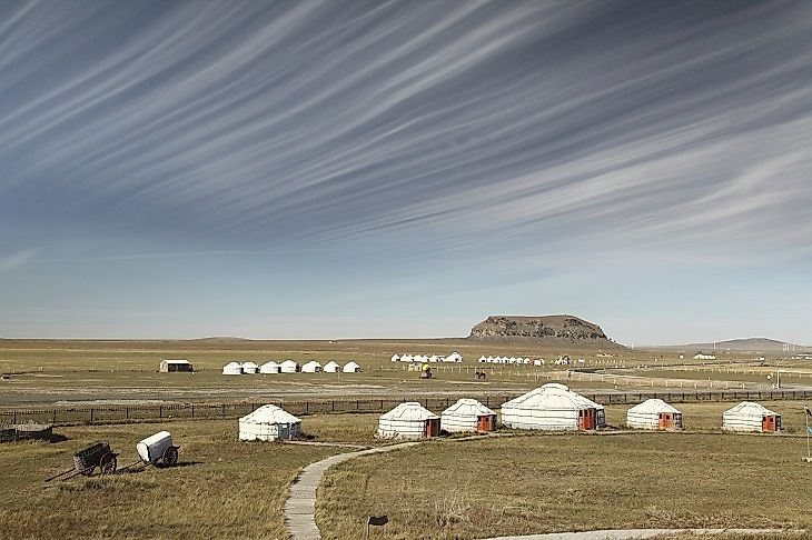 Yurts and semi-nomadic livestock herders along the 2,906-mile-long Mongolian-Chinese border, China's longest among the 14 neighbors it borders.