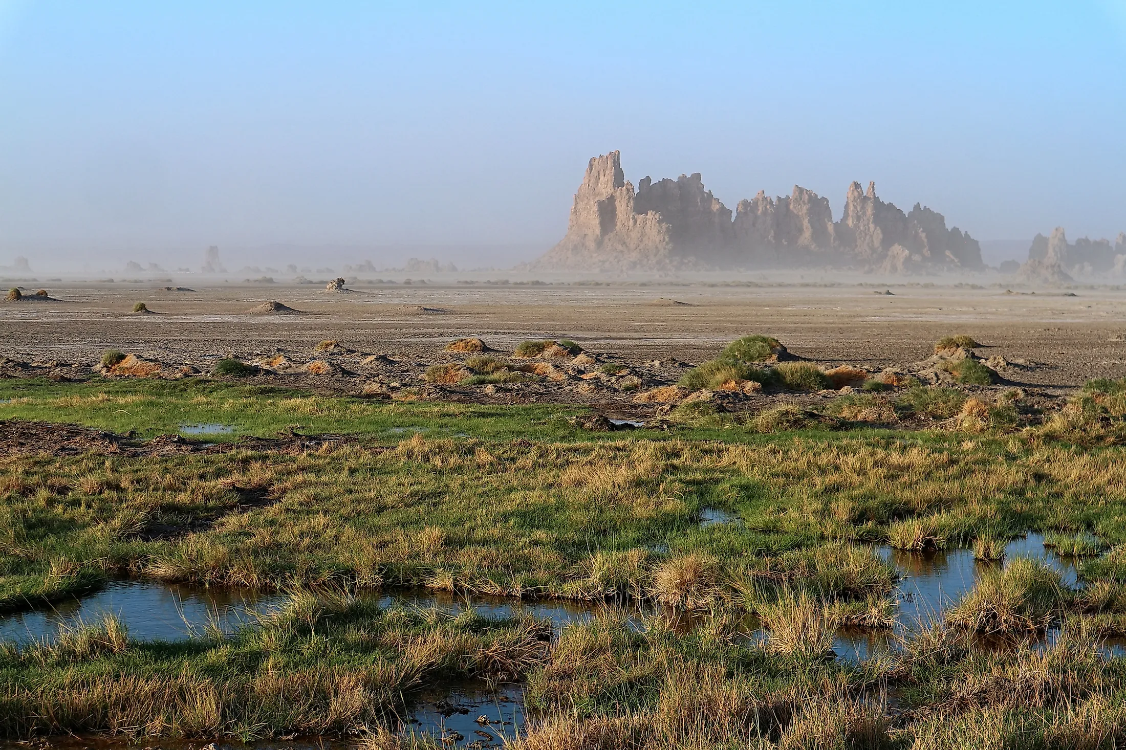 The unique landscape of Lake Abbe in Djibouti.