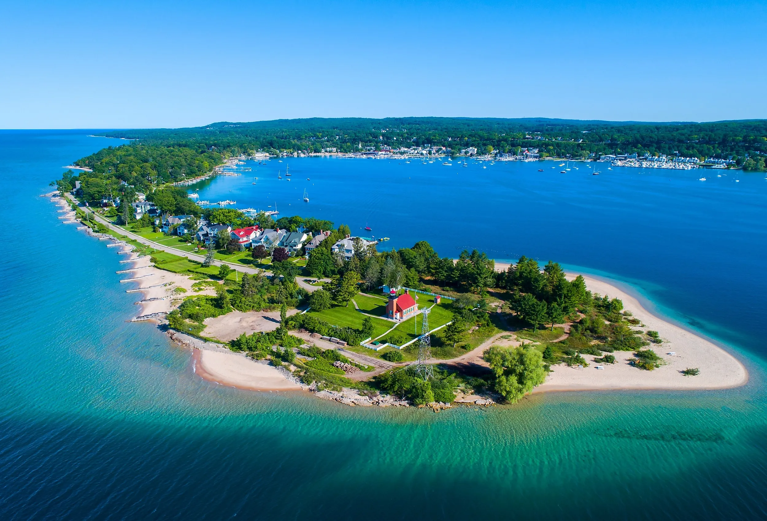 Little Traverse Bay Lighthouse in Harbor Springs, Michigan. Editorial credit: Dennis MacDonald / Shutterstock.com.