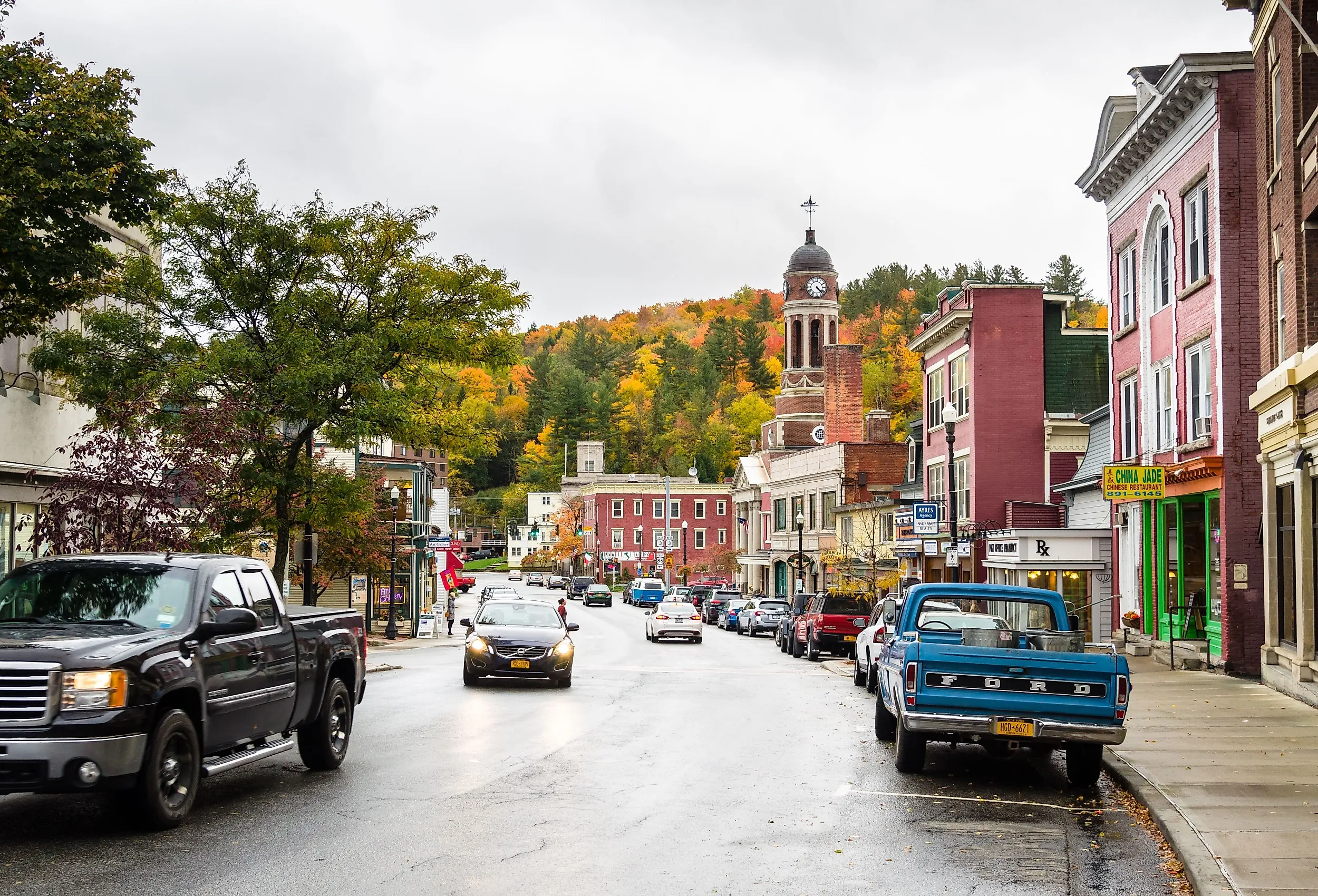 Main Street, Saranac Lake. 186 buildings in the village are listed on the National Register of Historic Places. Image credit Albert Pego via Shutterstock.