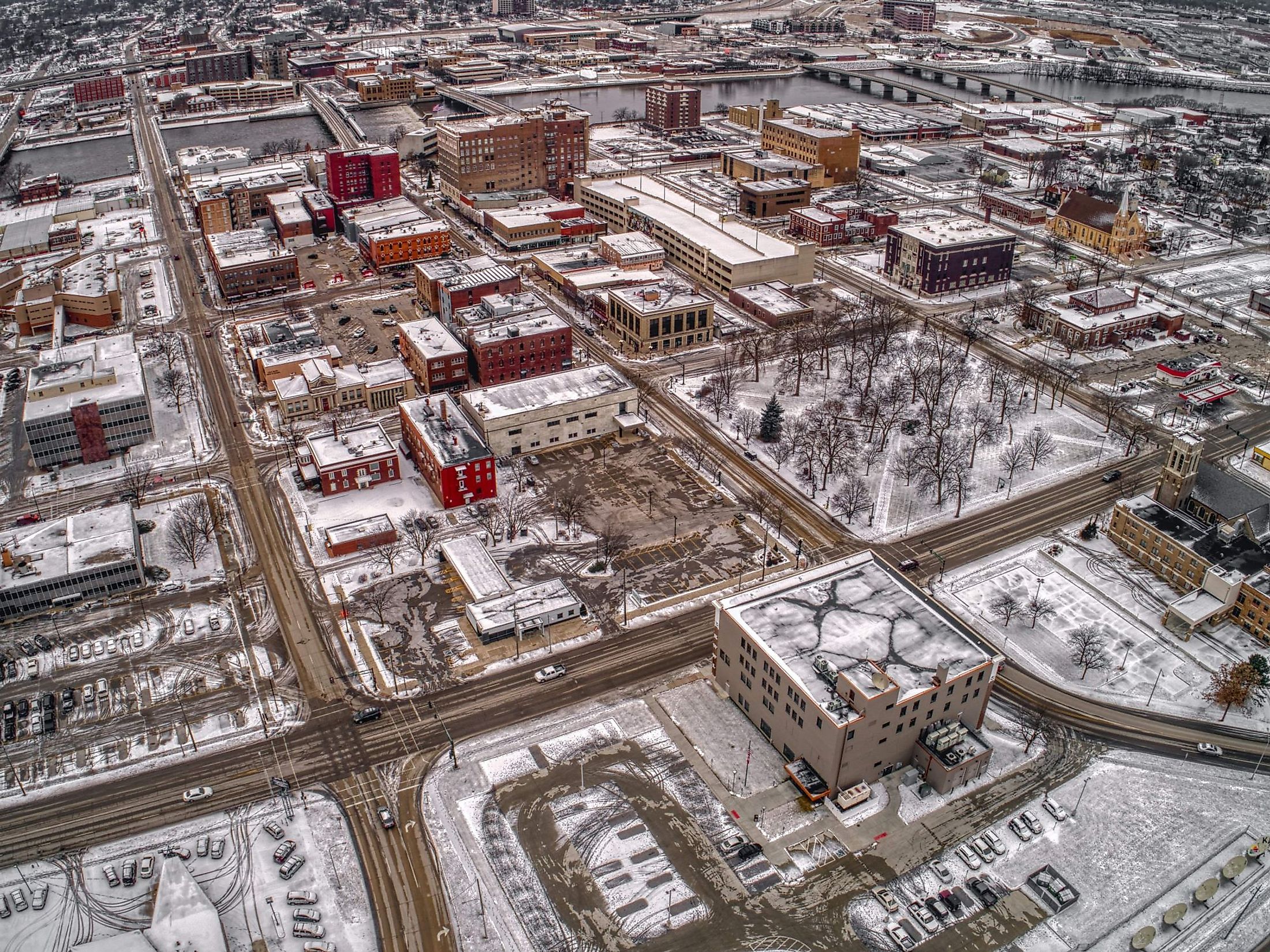 Aerial view of Waterloo, Iowa. 