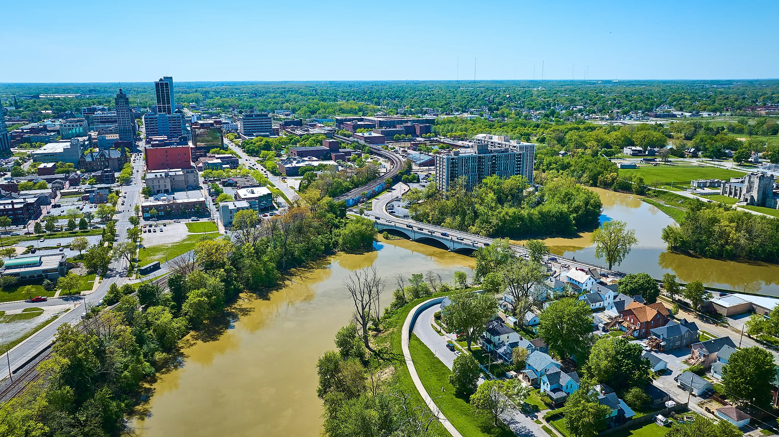 Aerial view of Fort Wayne, Indiana. 