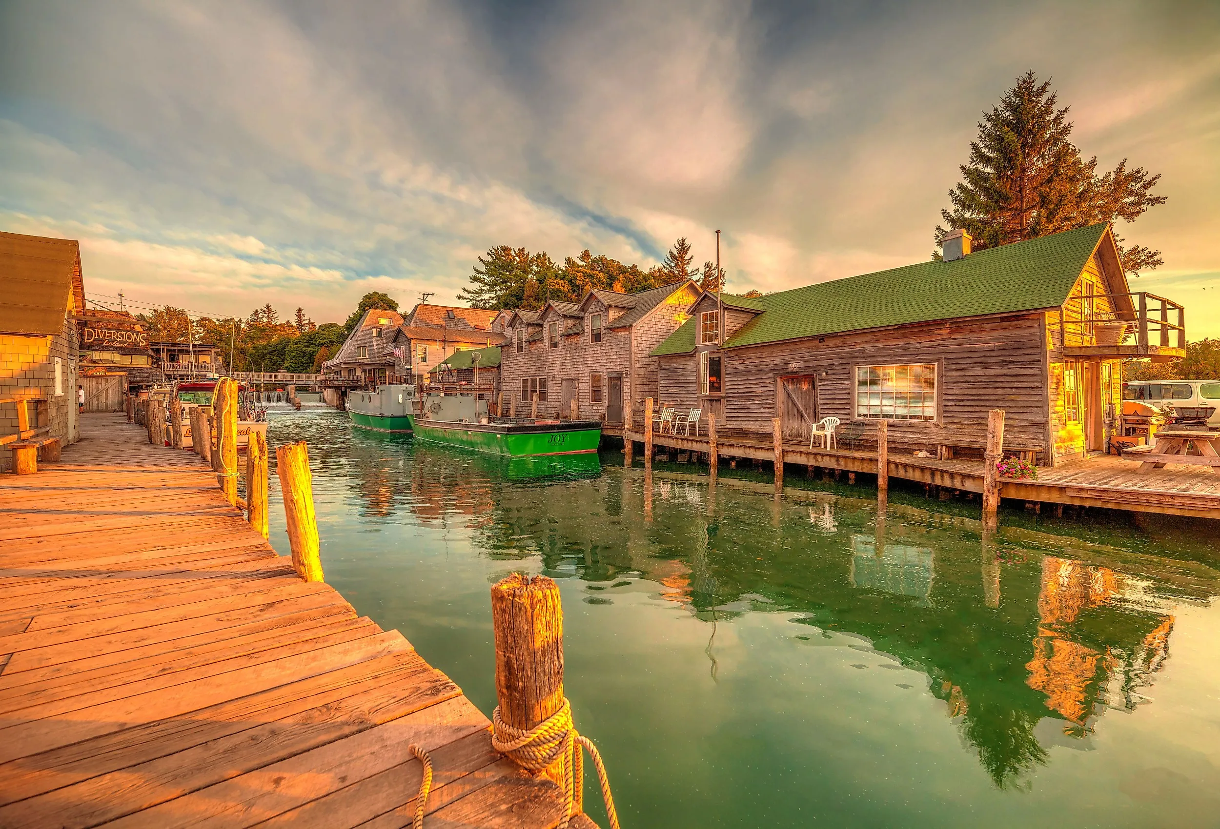 Sunset over Fishtown, Leland, Michigan.