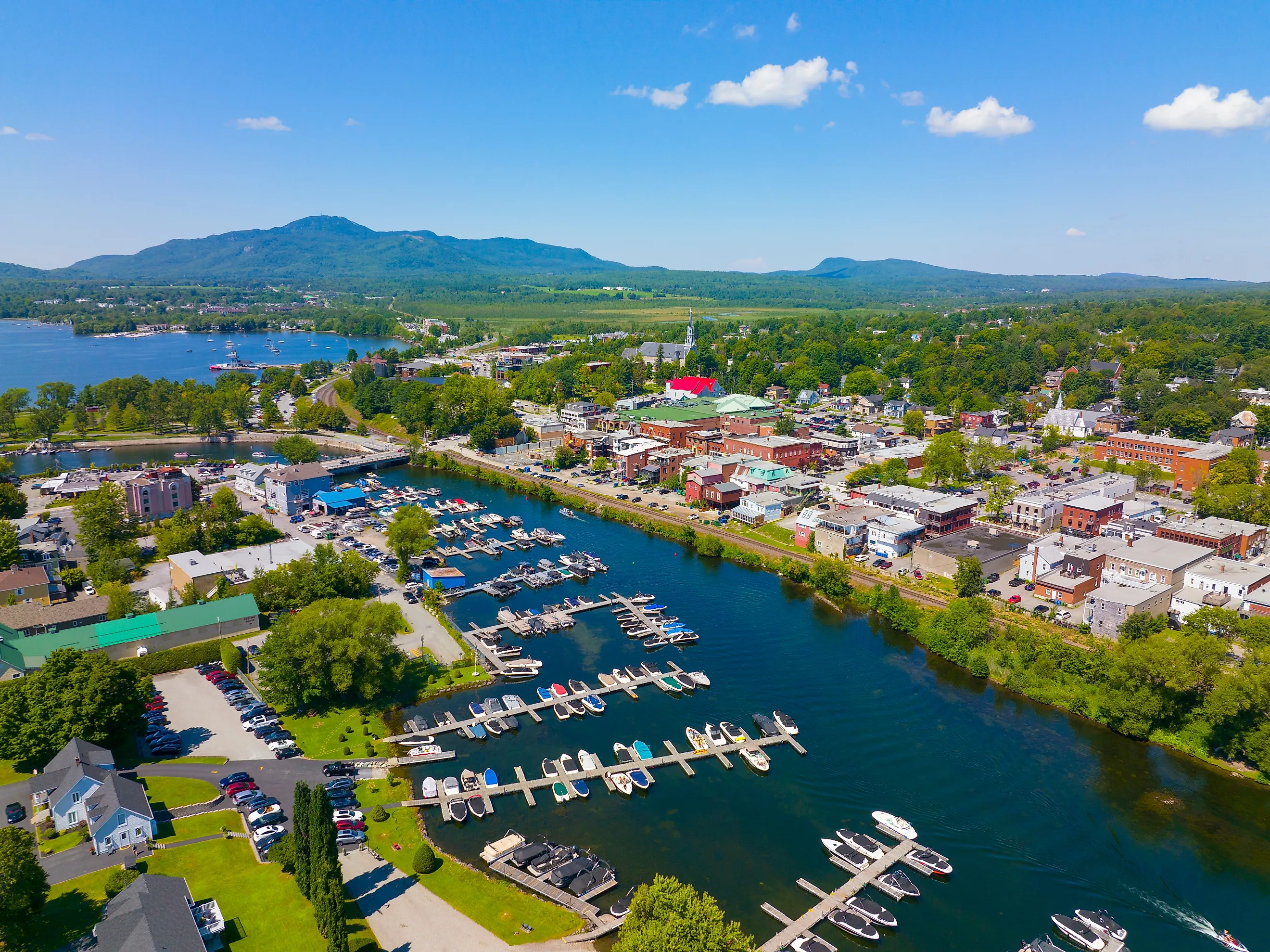 Aerial view of Magog, Quebec, Canada.