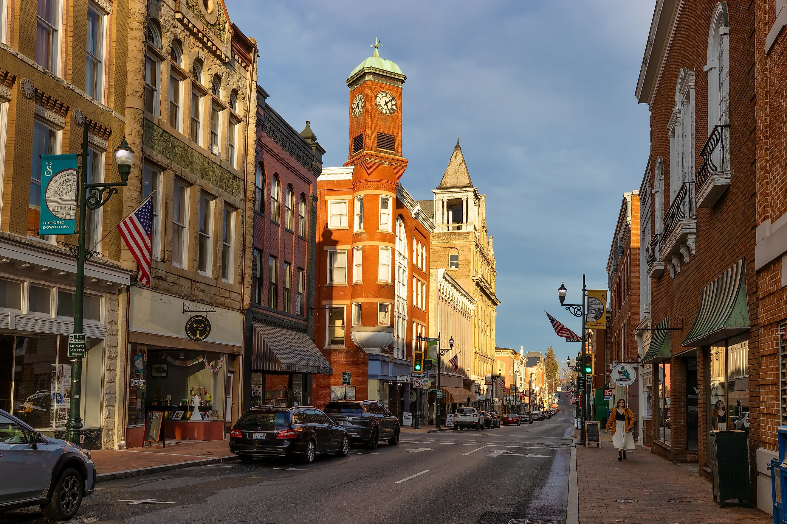 Historical buildings in downtown Staunton, Virginia.