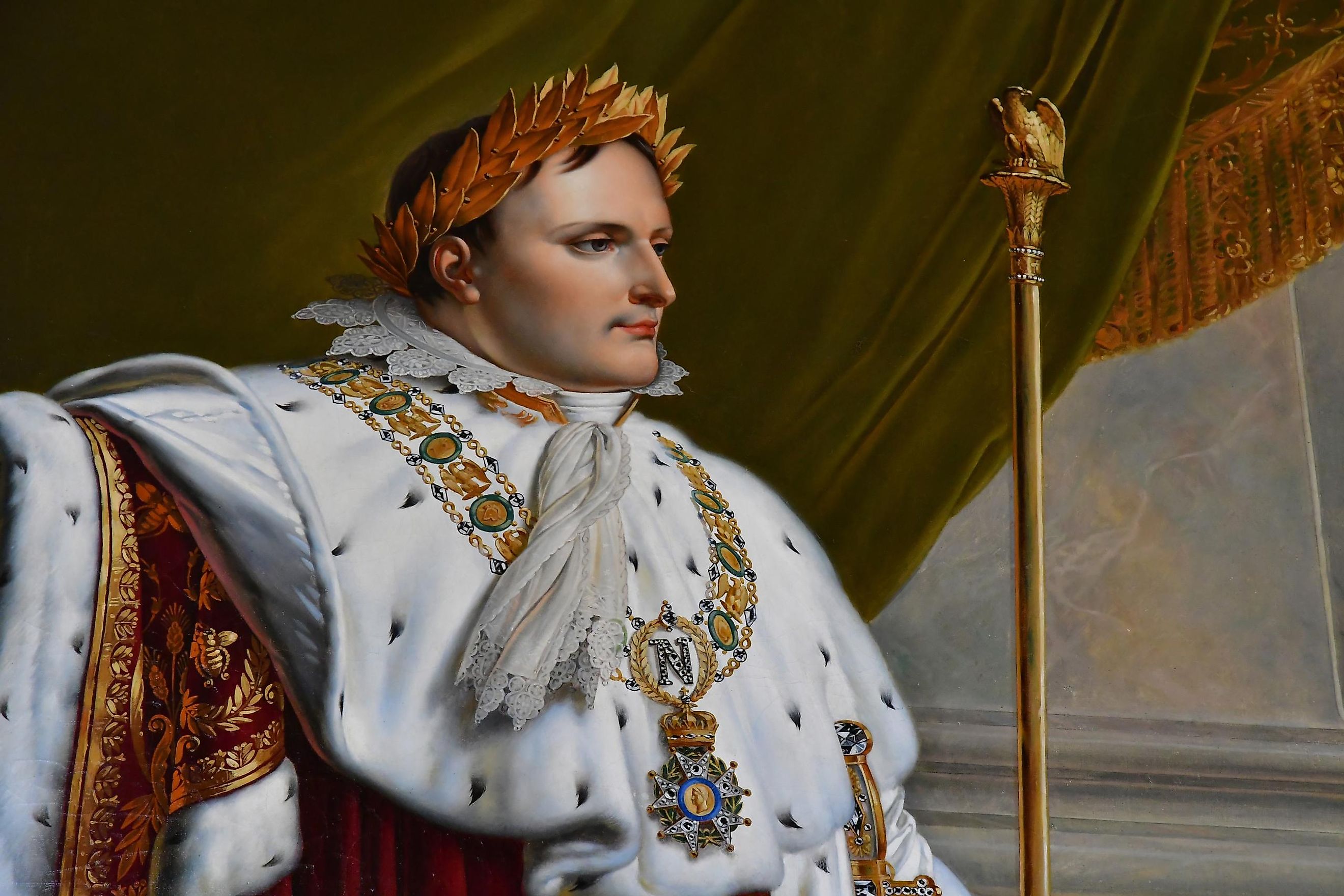 Napoleon Bonaparte wearing coronation robes. 