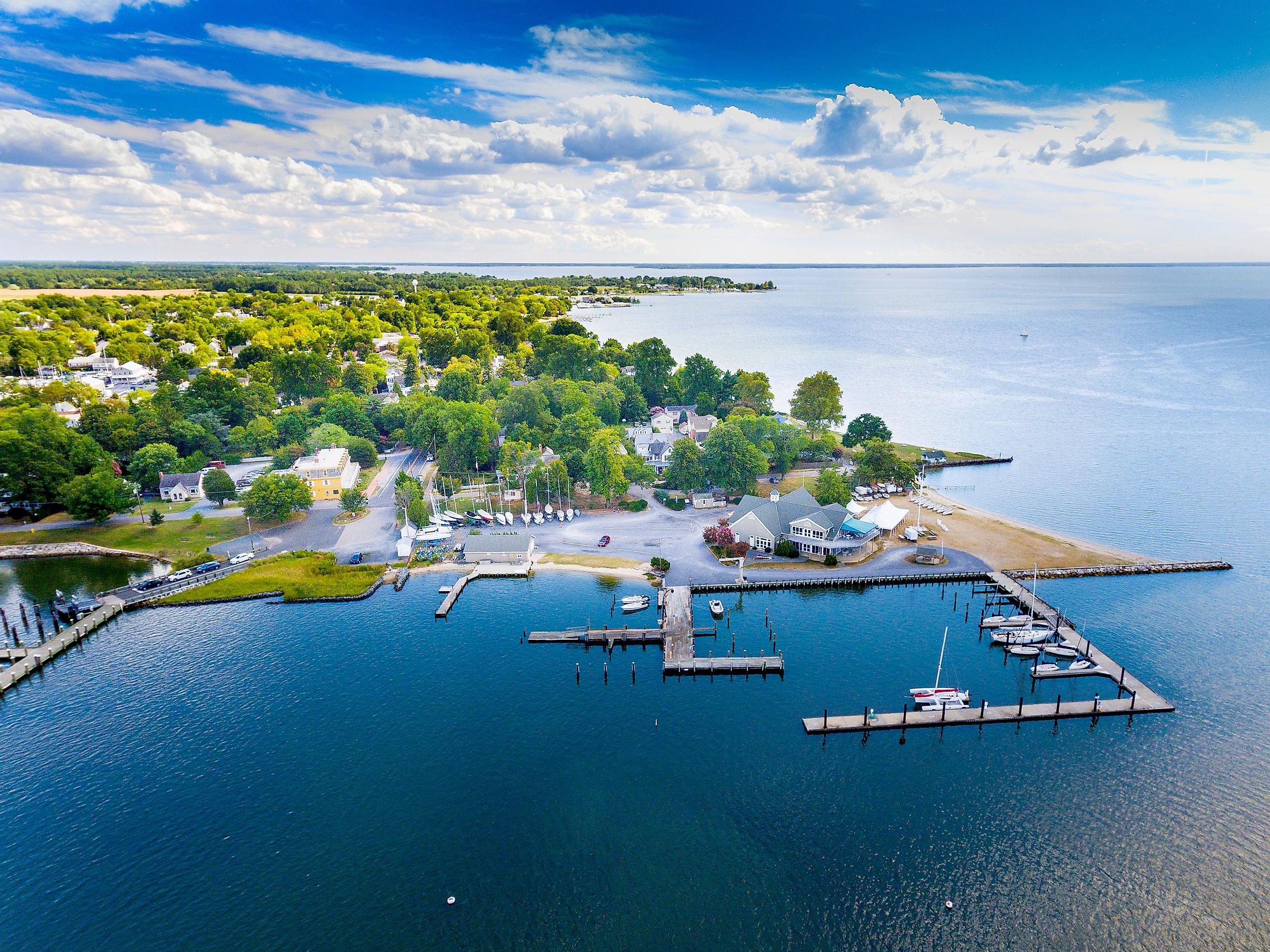 Aerial view of Oxford, Maryland.