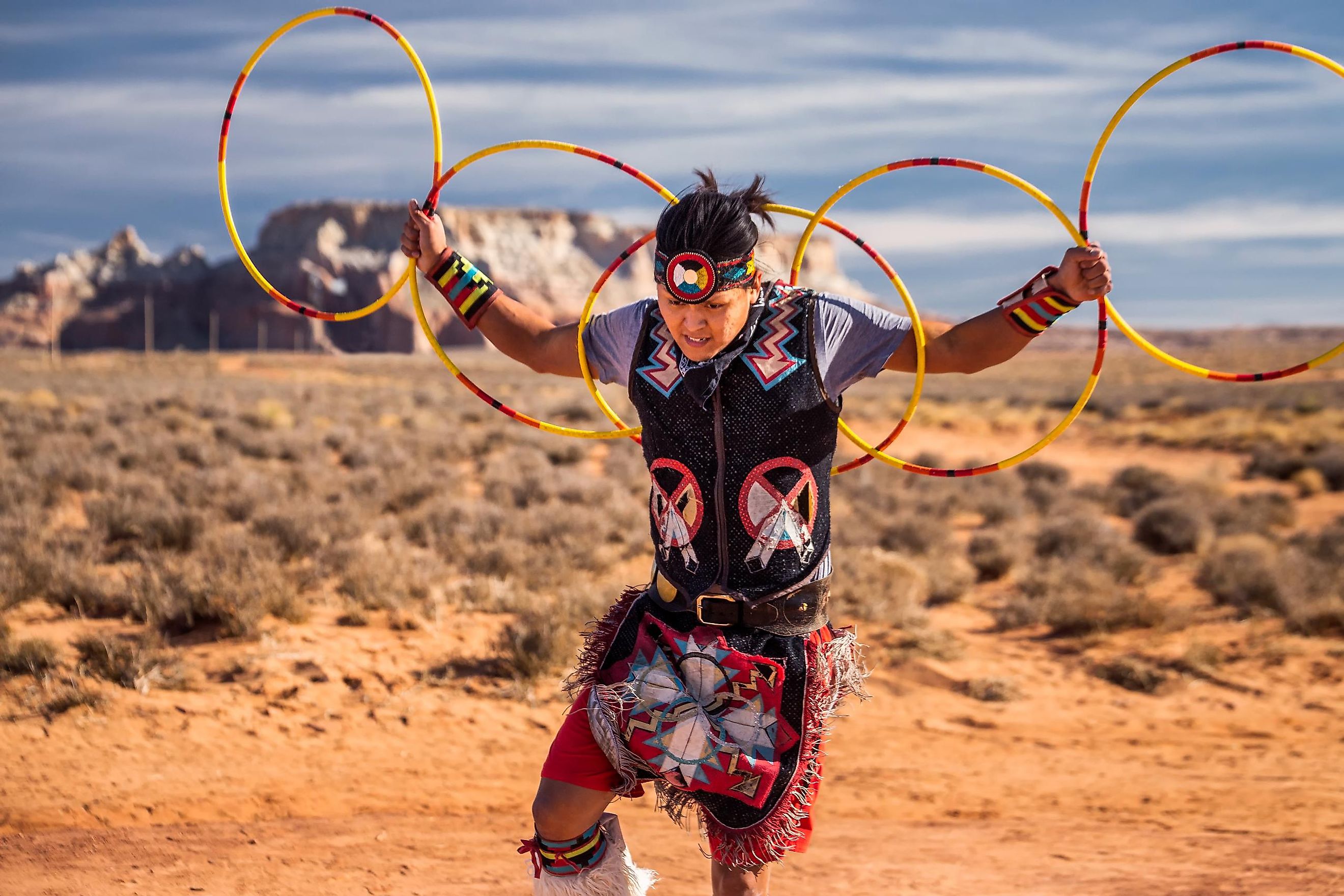 Navajo Warrior Performs Raditional Dance Near Paige Arizona, USA