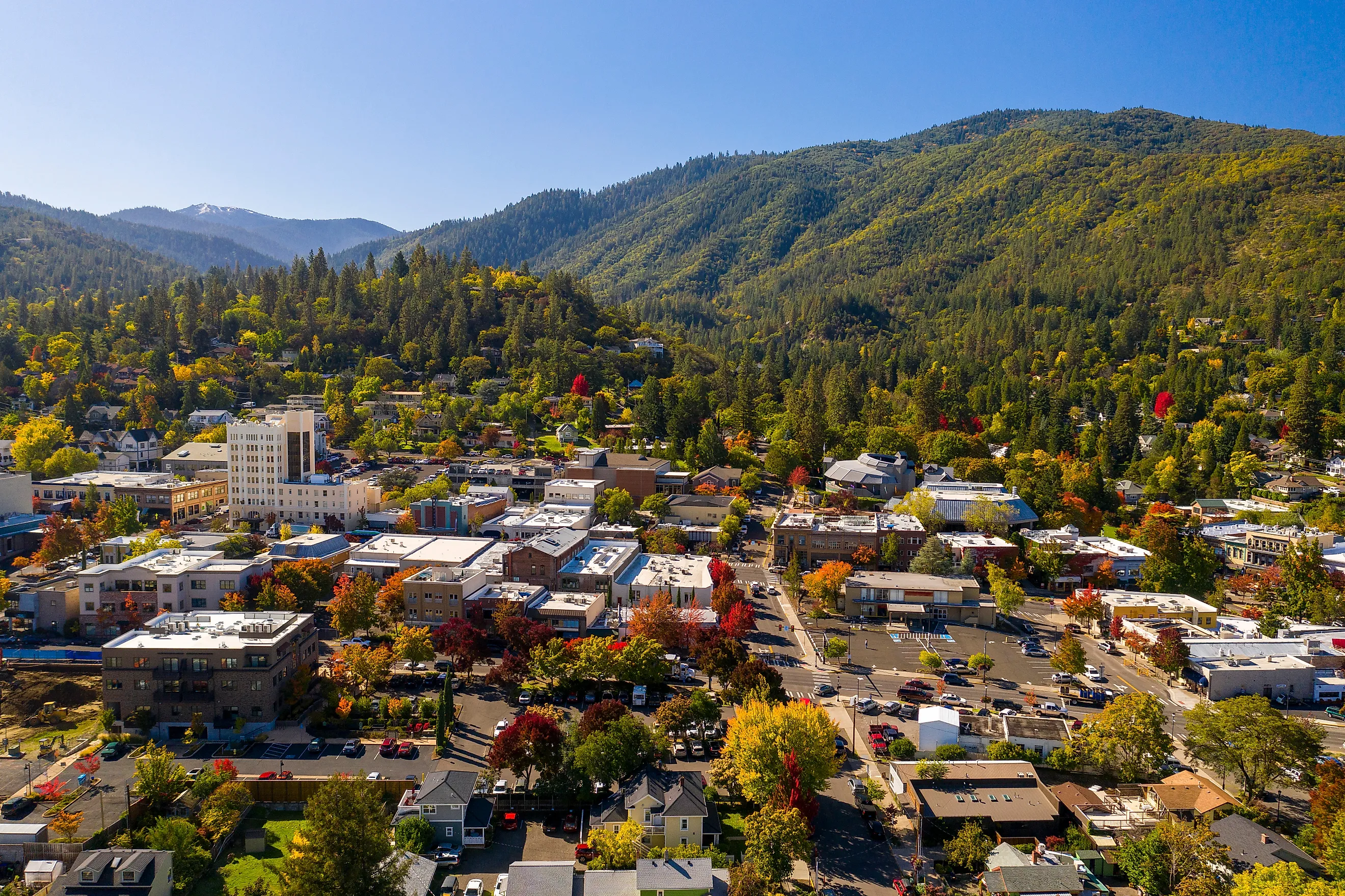 Aerial view of Ashland, Oregon.