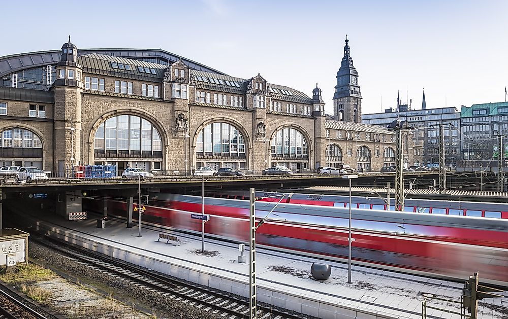 The main station of Hamburg, Germany, is the busiest railway station in the country.