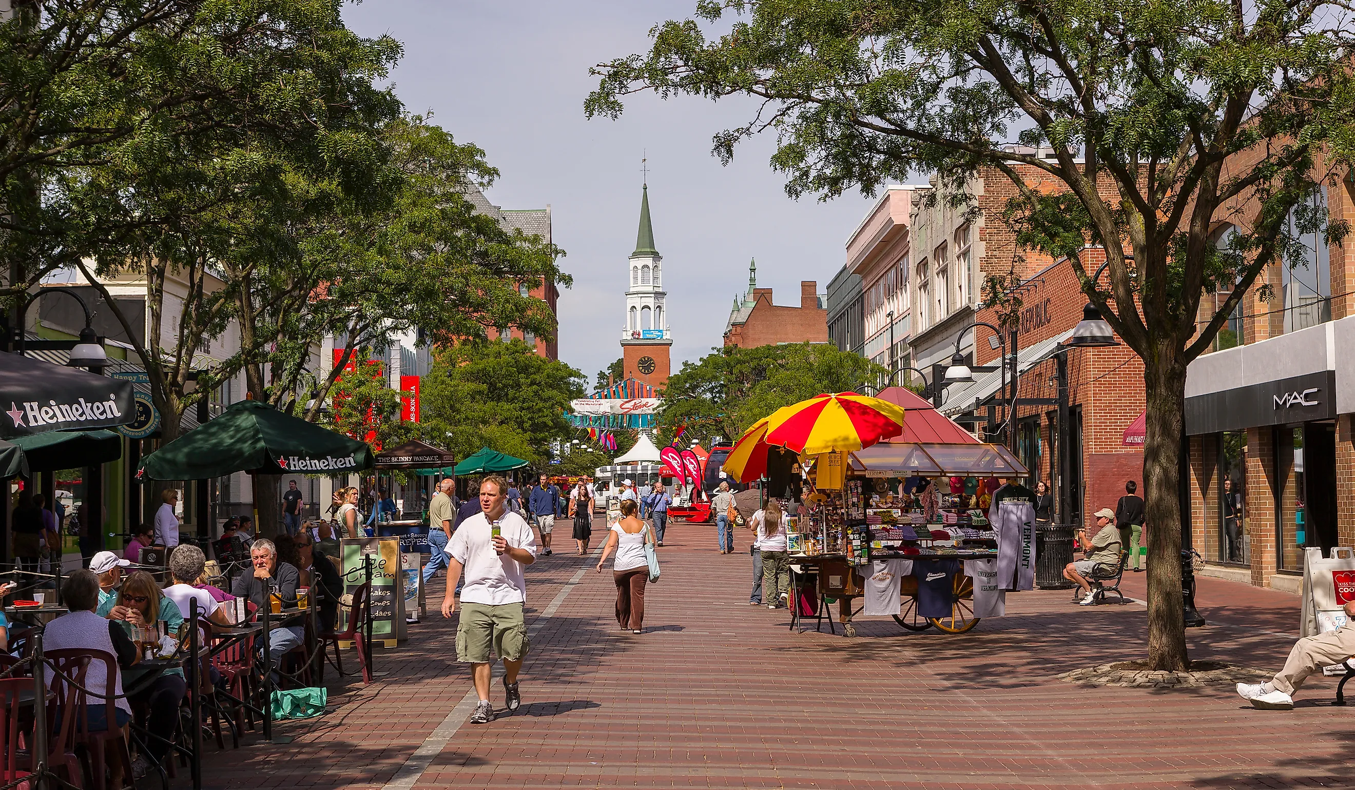 People on Church Street in Burlington, Vermont. Editorial credit: Rob Crandall / Shutterstock.com.