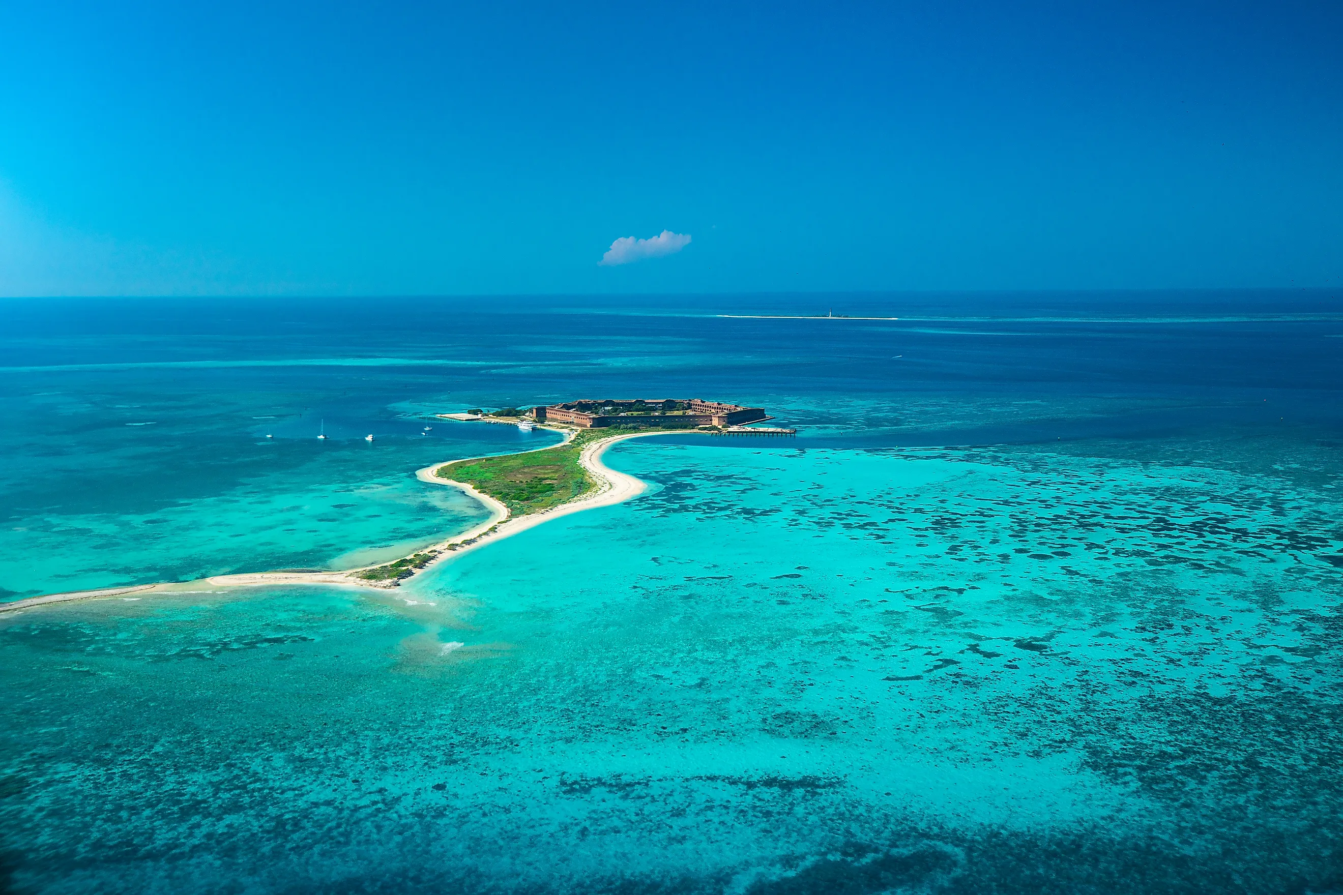 Aerial view of Dry Tortugas National Park, Fort Jefferson, Florida.