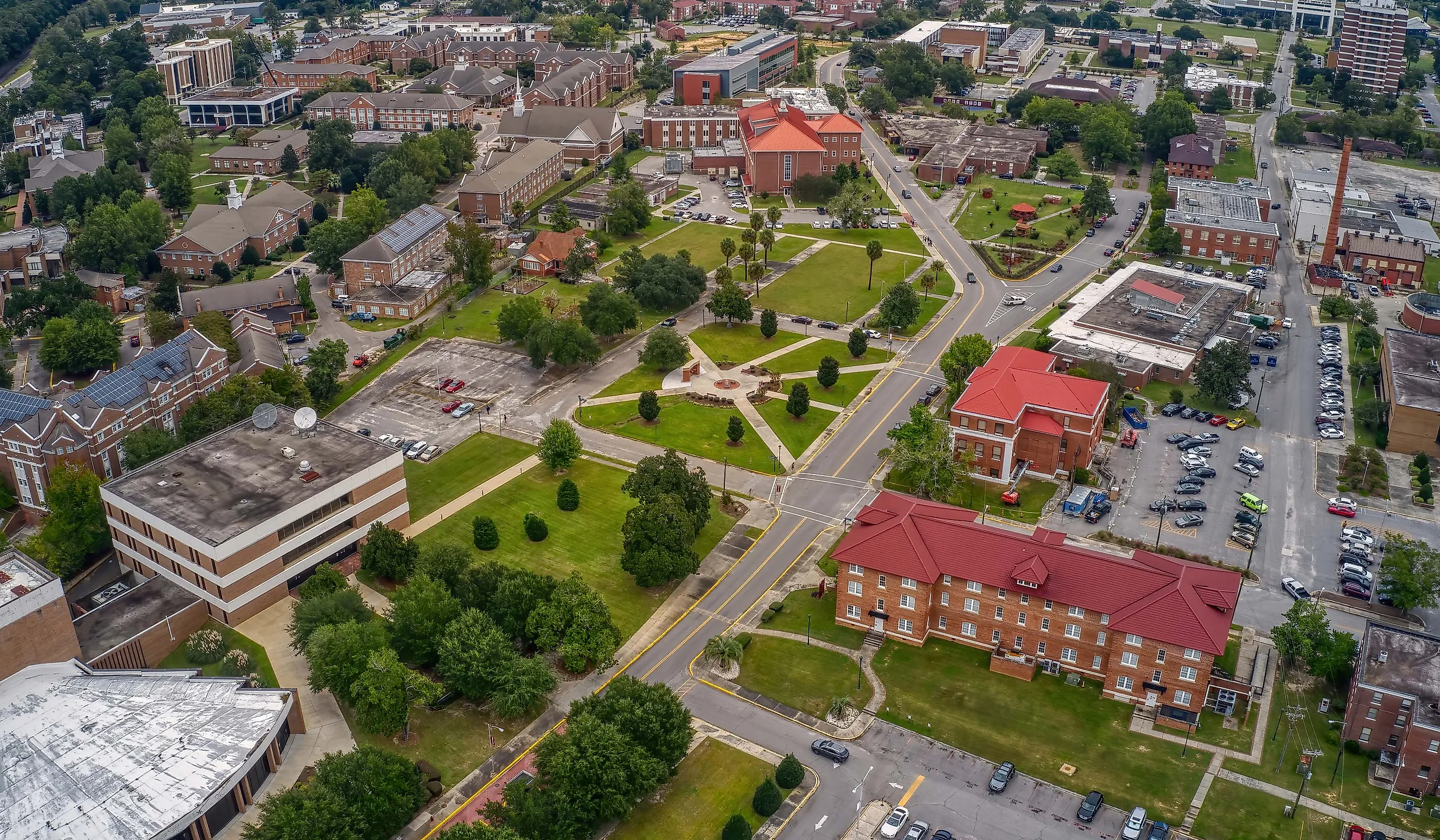 Aerial view of a public university in Orangeburg, South Carolina.