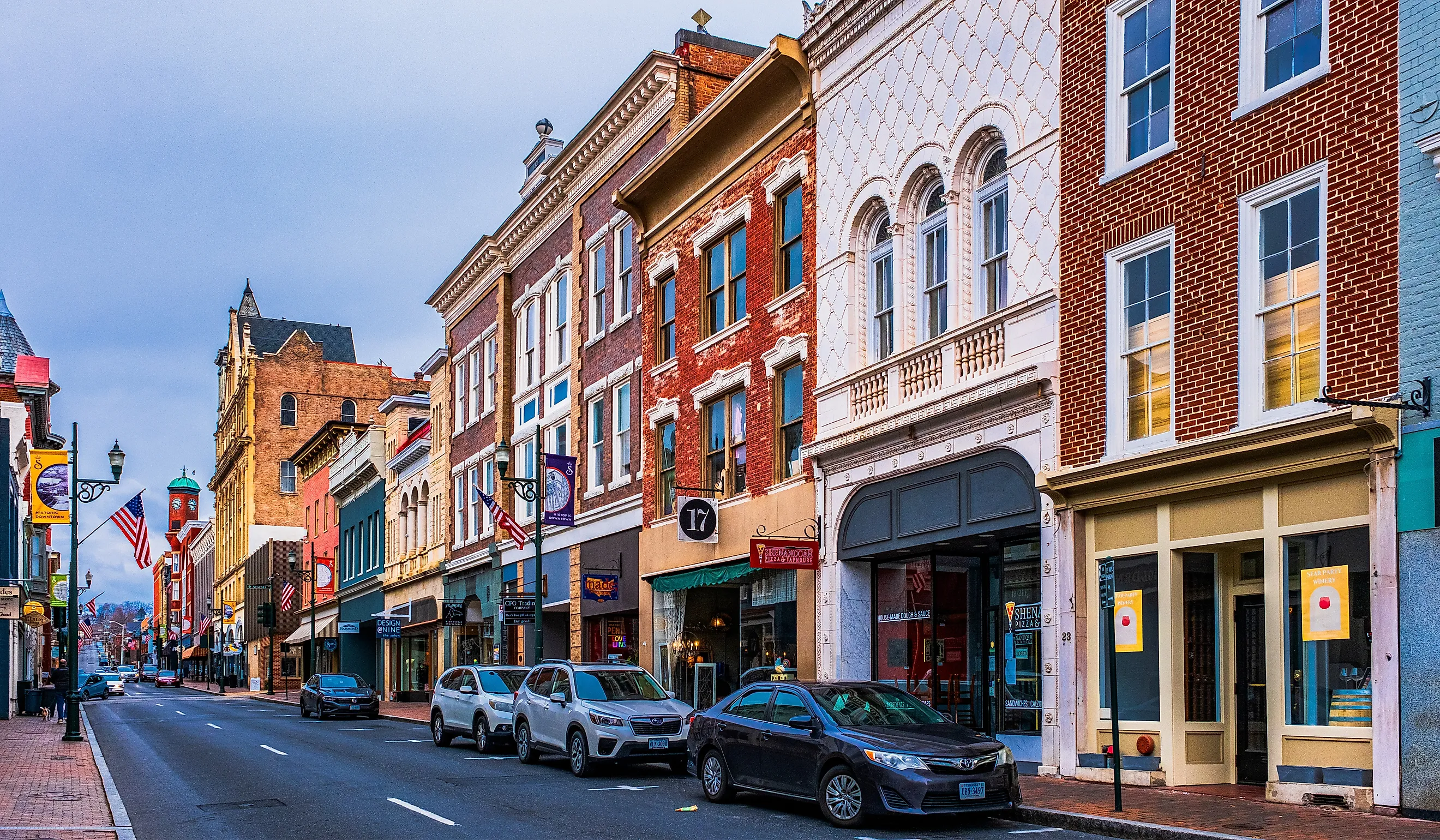Downtown road in the town of Staunton, Virginia. Image credit Claire Salvail Photos via Shutterstock.