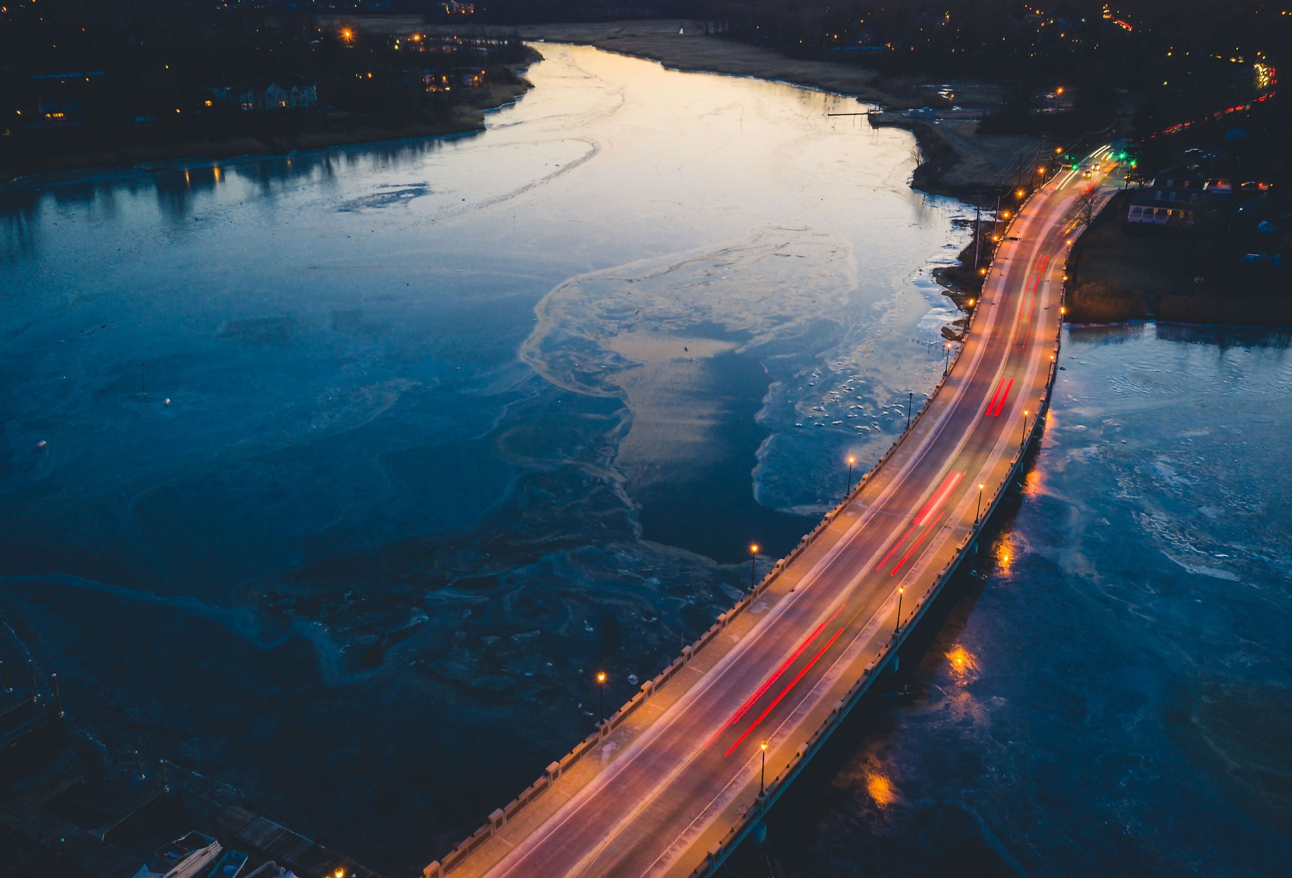 Aerial view of unset in Red Bank, New Jersey.