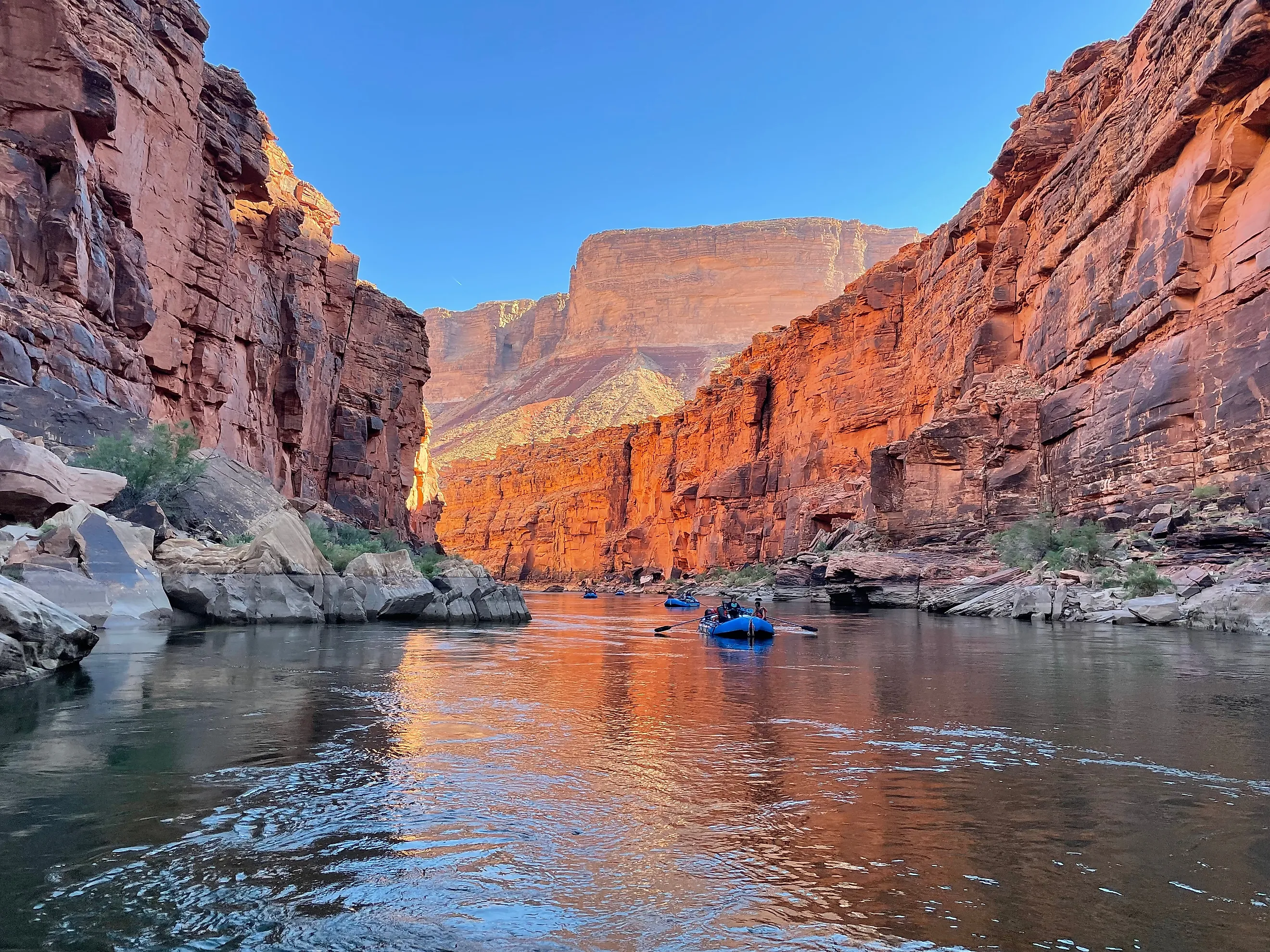 Rafting down the Colorado river. 