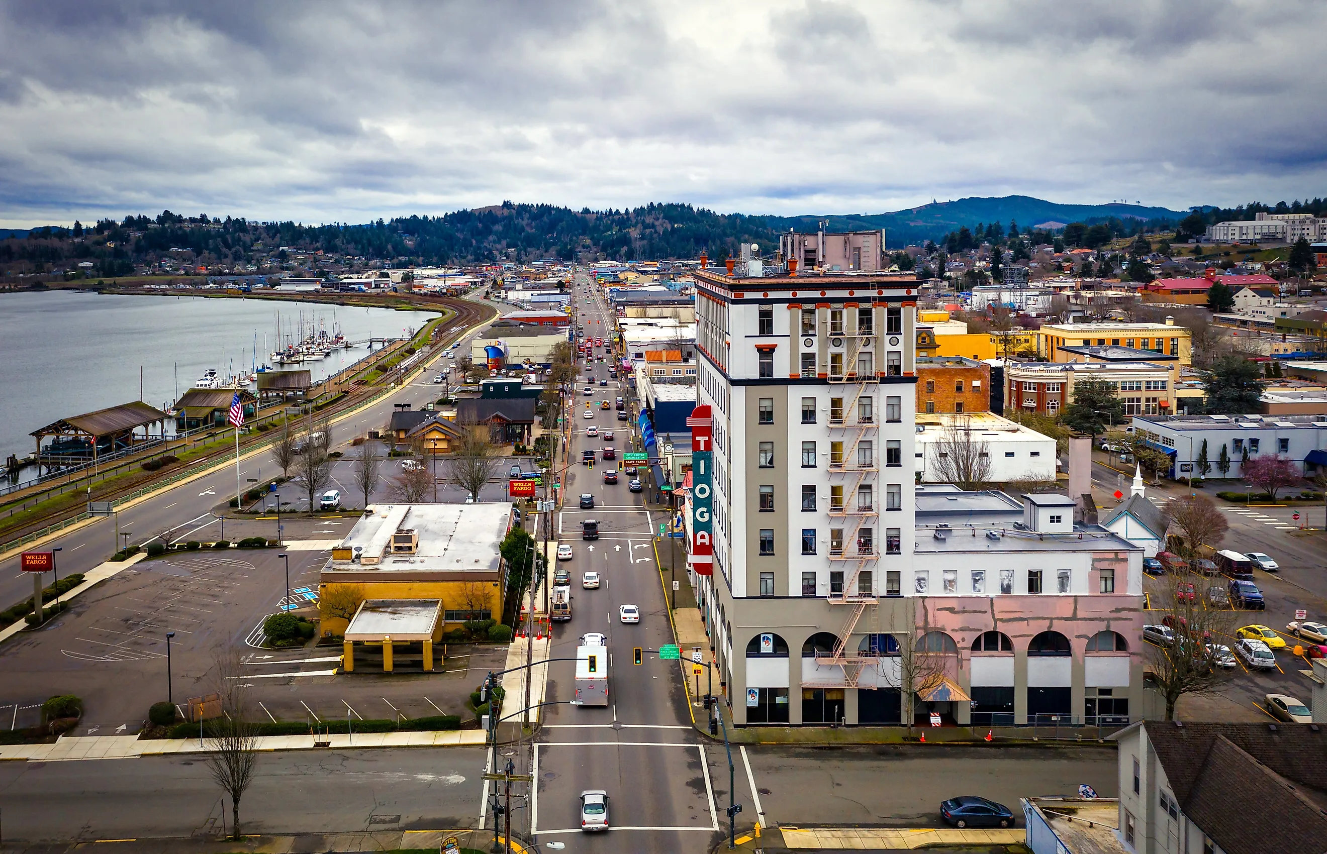 Aerial view of Coos Bay, Oregon.