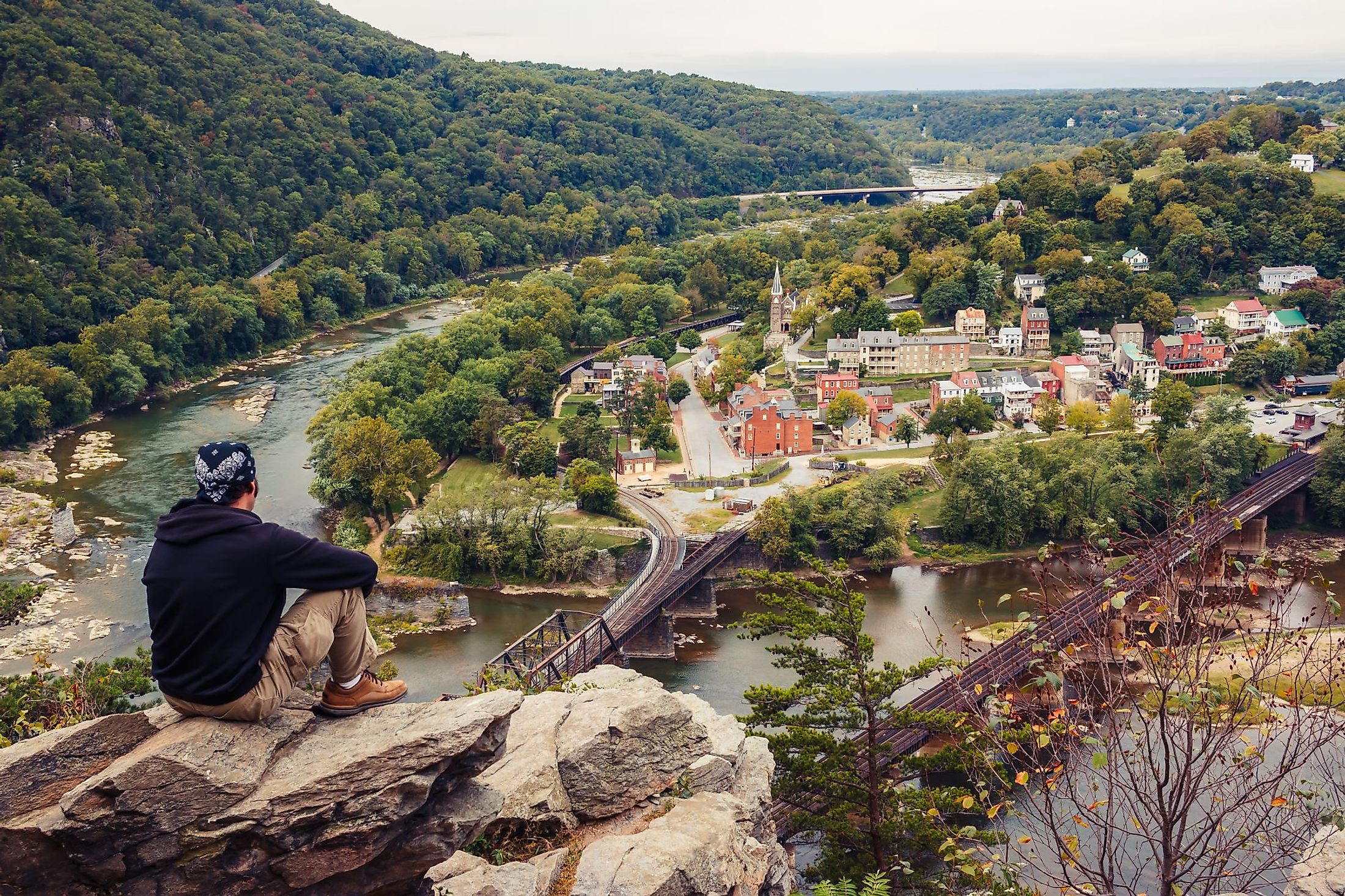 Aerial view of Harpers Ferry from Maryland Heights